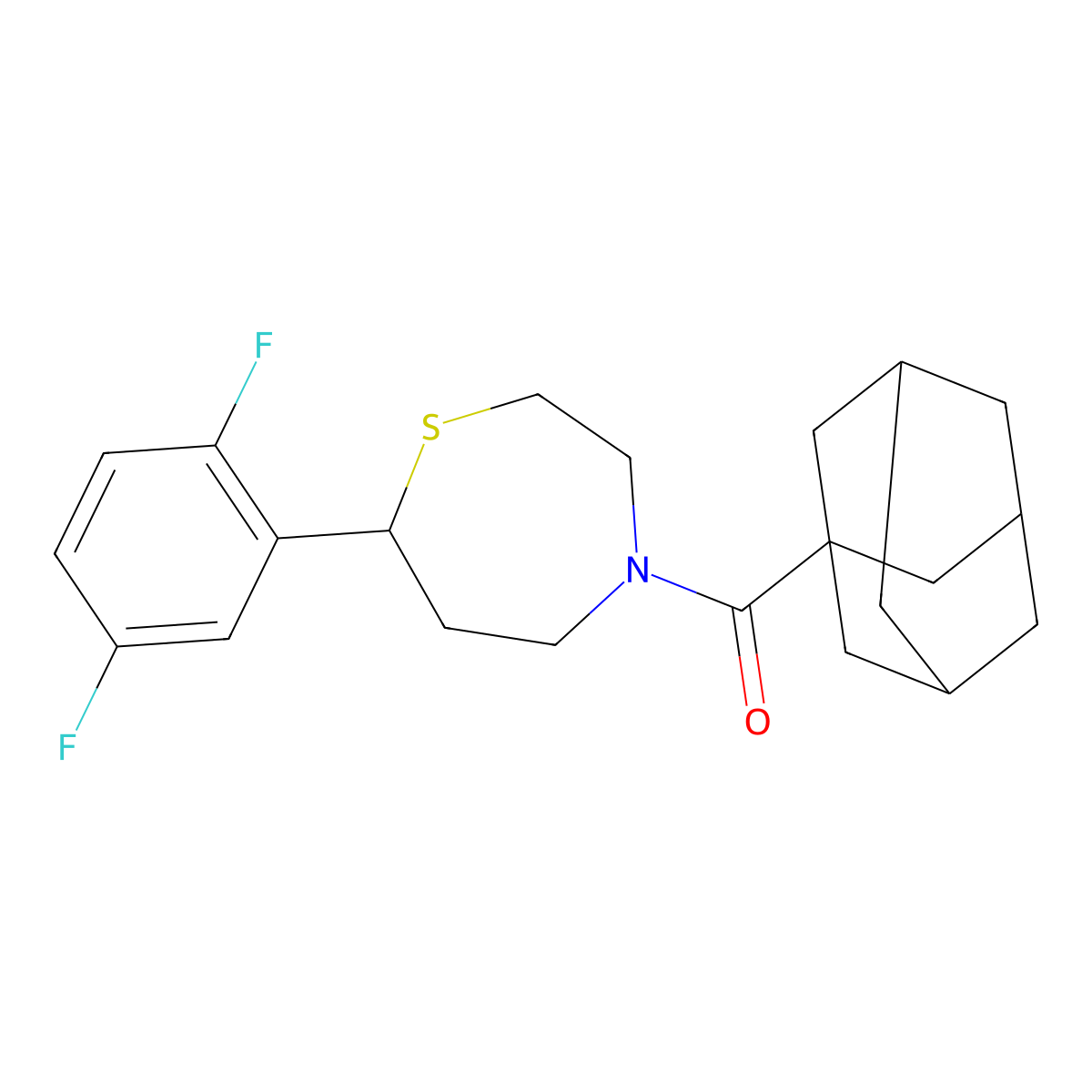 4-(Adamantane-1-carbonyl)-7-(2,5-difluorophenyl)-1,4-thiazepane molecular structure, CAS 1706297-75-7