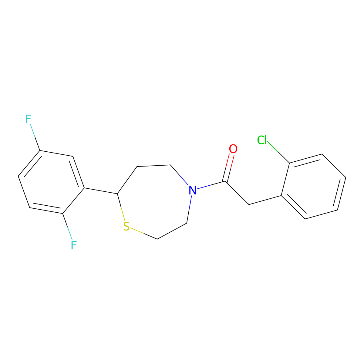 2-(2-Chlorophenyl)-1-(7-(2,5-difluorophenyl)-1,4-thiazepan-4-yl)ethanone molecular structure, CAS 1706298-04-5