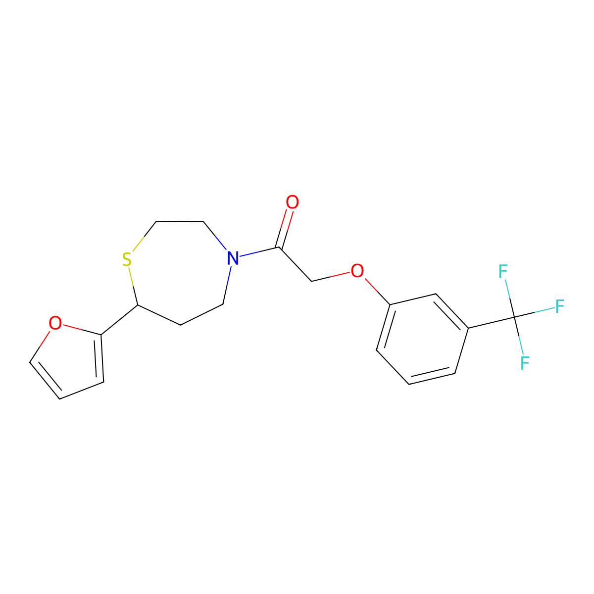 1-(7-(Furan-2-yl)-1,4-thiazepan-4-yl)-2-(3-(trifluoromethyl)phenoxy)ethanone molecular structure, CAS 1706298-63-6