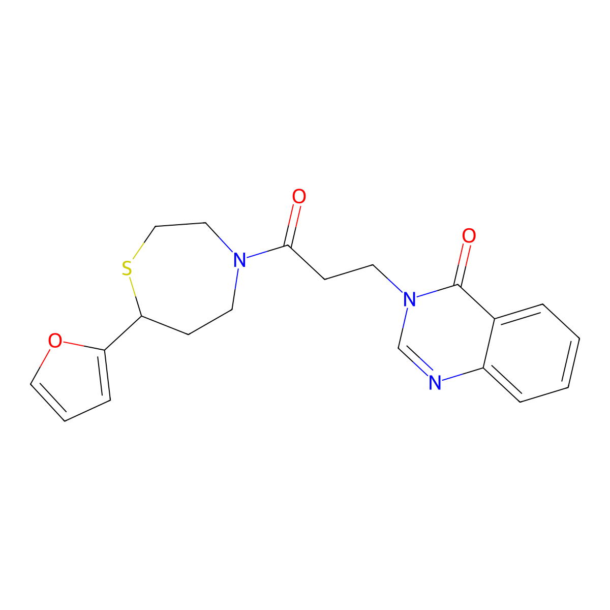 3-(3-(7-(furan-2-yl)-1,4-thiazepan-4-yl)-3-oxopropyl)quinazolin-4(3H)-one molecular structure, CAS 1706300-34-6