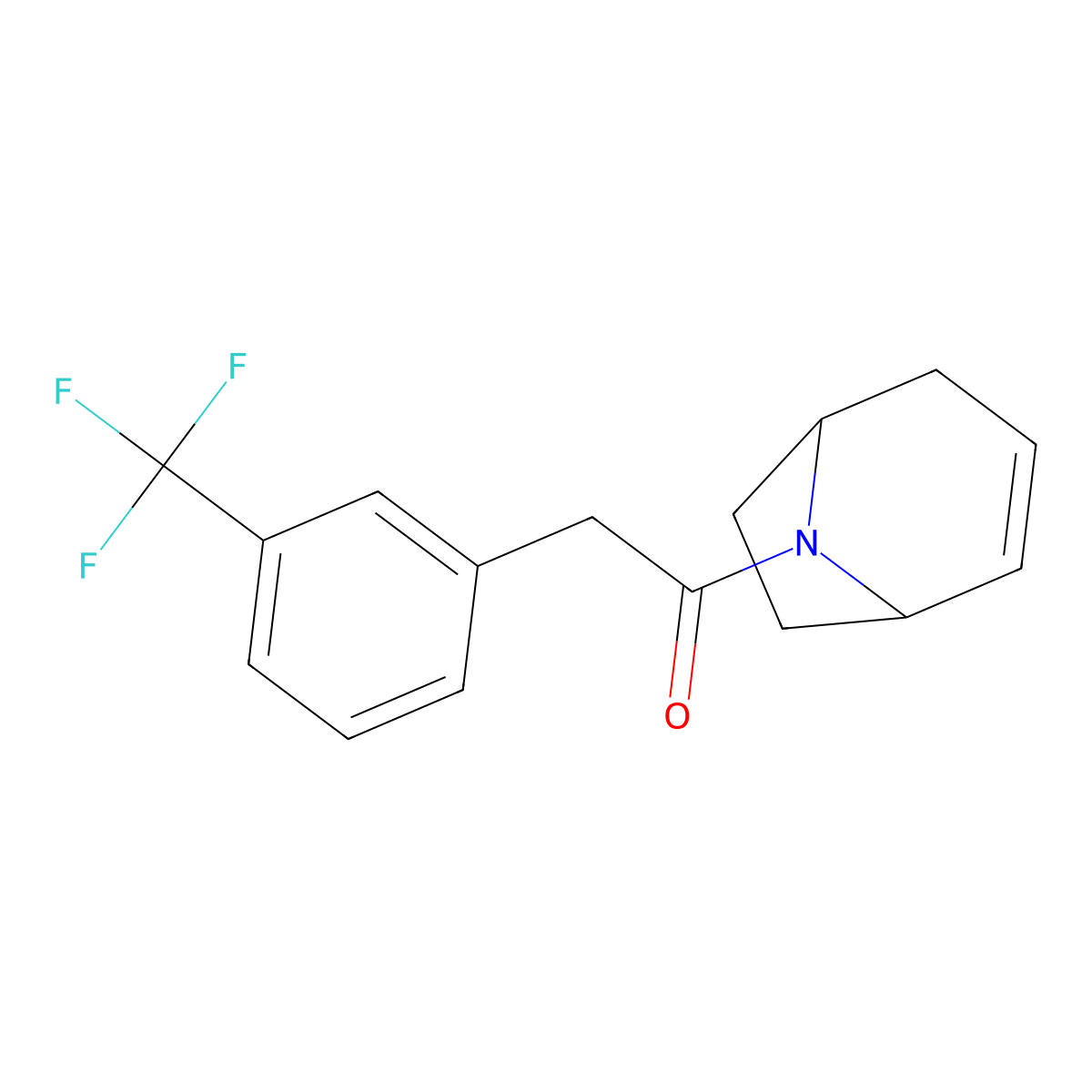 1-{8-Azabicyclo[3.2.1]oct-2-en-8-yl}-2-[3-(trifluoromethyl)phenyl]ethan-1-one molecular structure, CAS 1706300-96-0