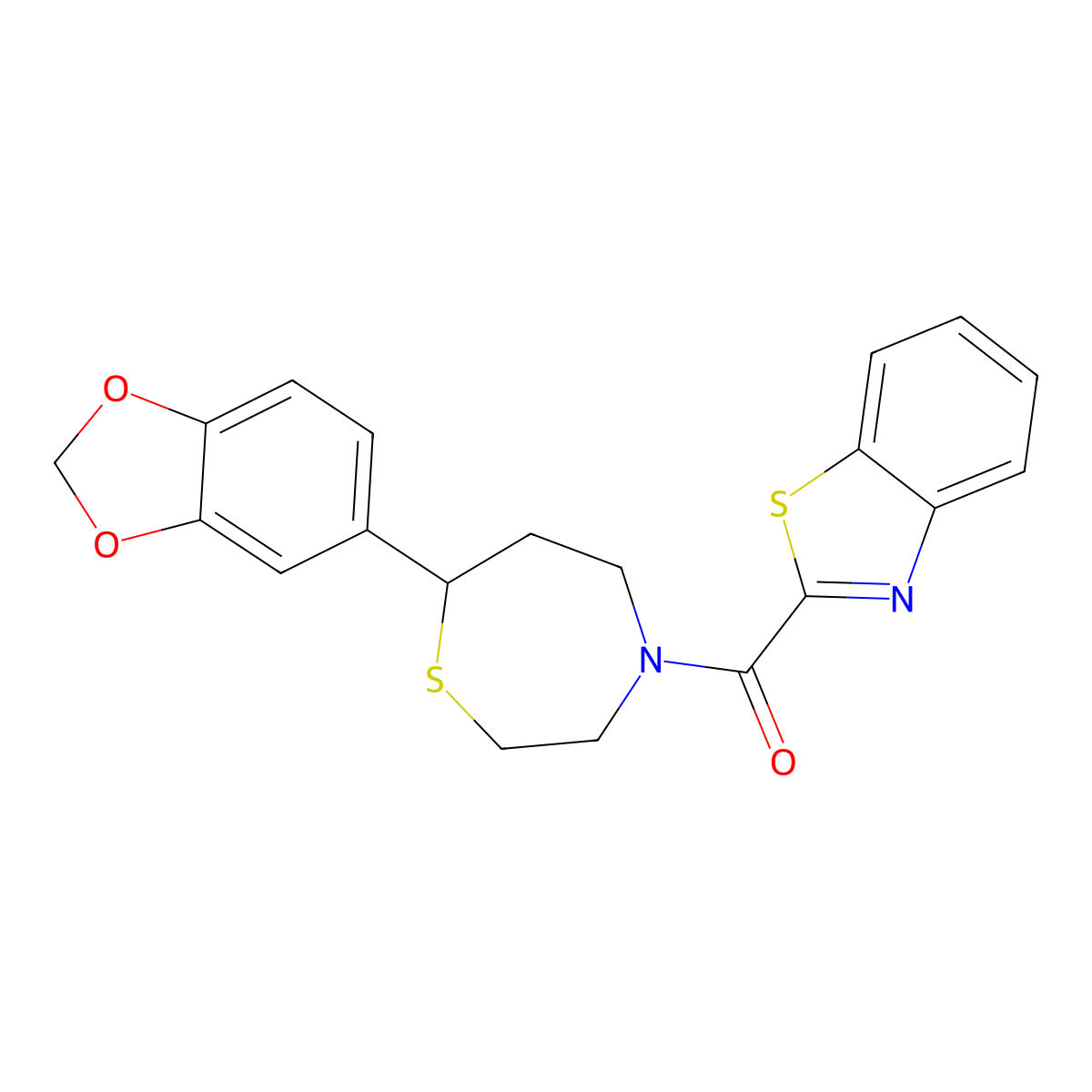 (7-(Benzo[d][1,3]dioxol-5-yl)-1,4-thiazepan-4-yl)(benzo[d]thiazol-2-yl)methanone molecular structure, CAS 1706301-78-1