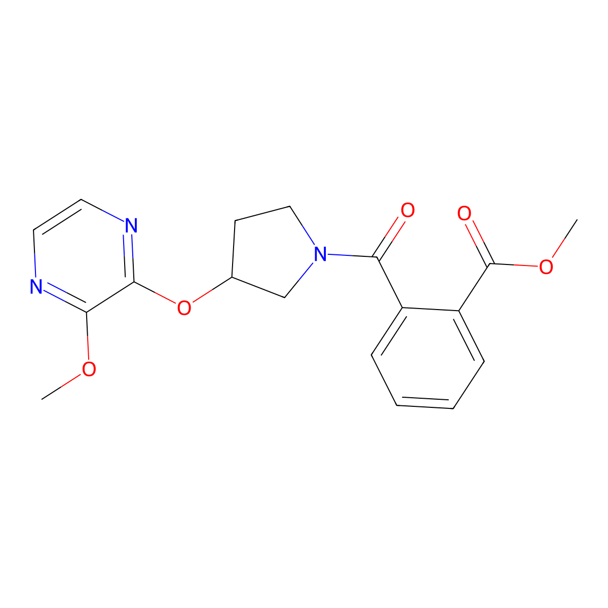 Methyl 2-{3-[(3-methoxypyrazin-2-yl)oxy]pyrrolidine-1-carbonyl}benzoate molecular structure, CAS 1706309-30-9