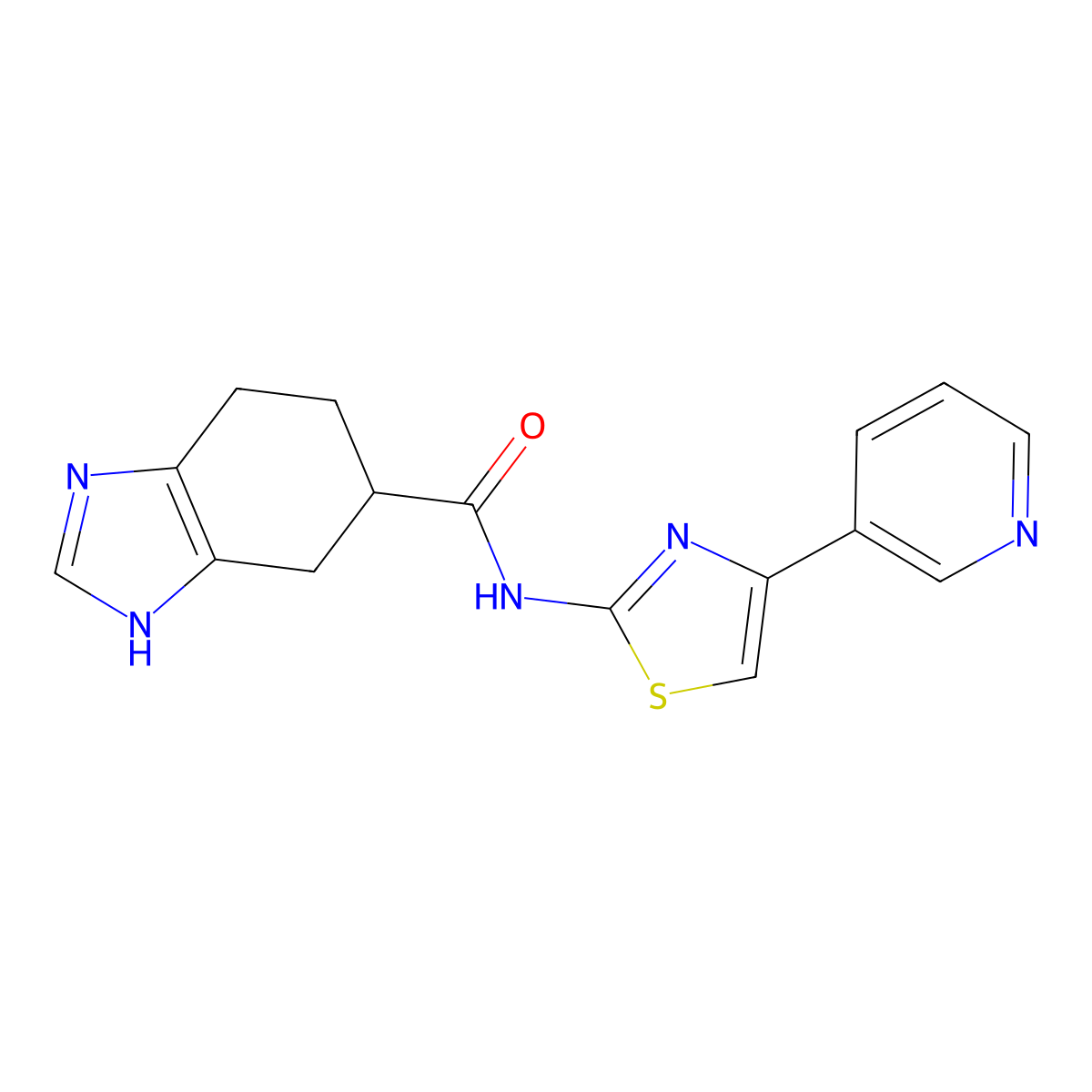 N-[4-(pyridin-3-yl)-1,3-thiazol-2-yl]-4,5,6,7-tetrahydro-1H-1,3-benzodiazole-5-carboxamide molecular structure, CAS 1706310-80-6