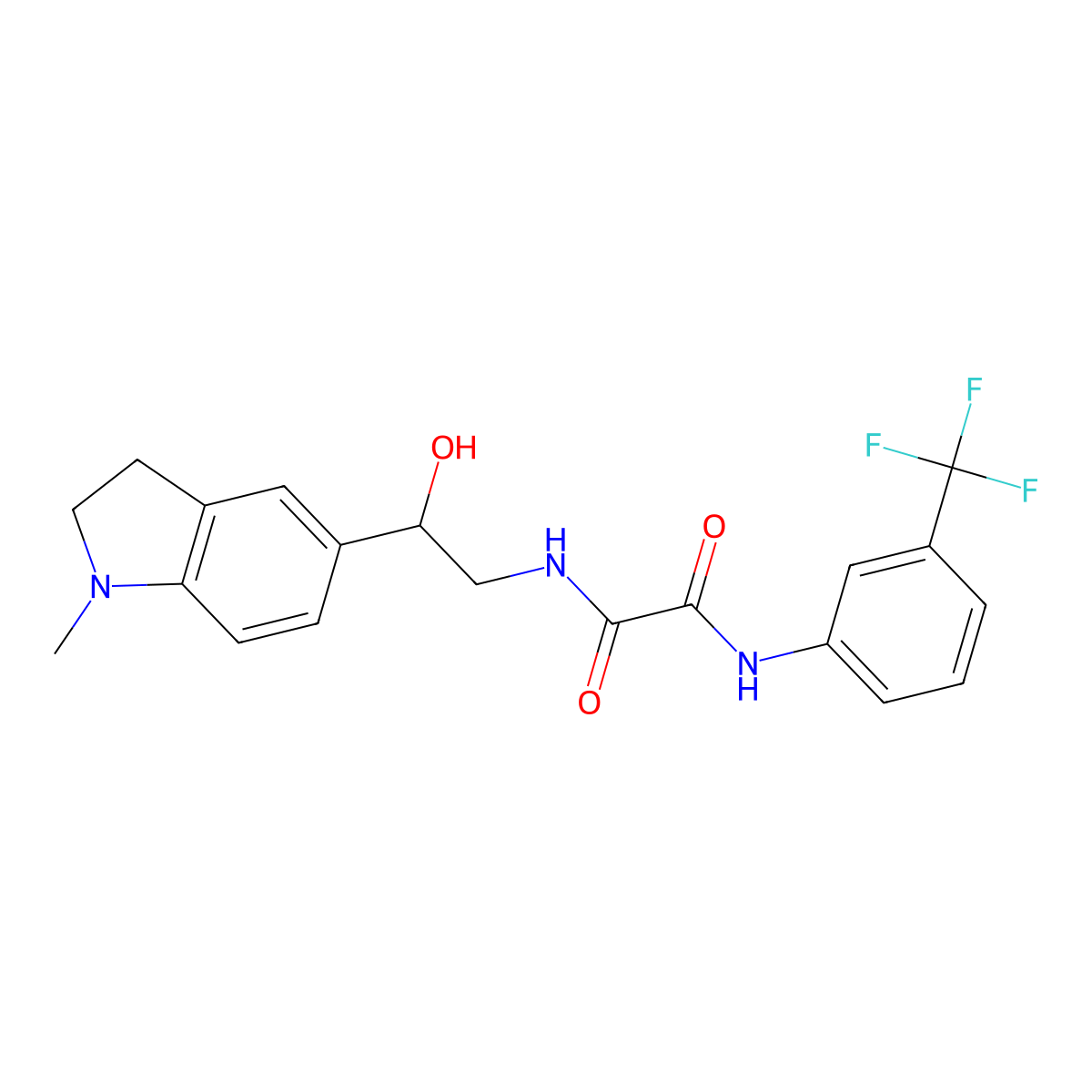 N1-(2-hydroxy-2-(1-methylindolin-5-yl)ethyl)-N2-(3-(trifluoromethyl)phenyl)oxalamide molecular structure, CAS 1706323-33-2