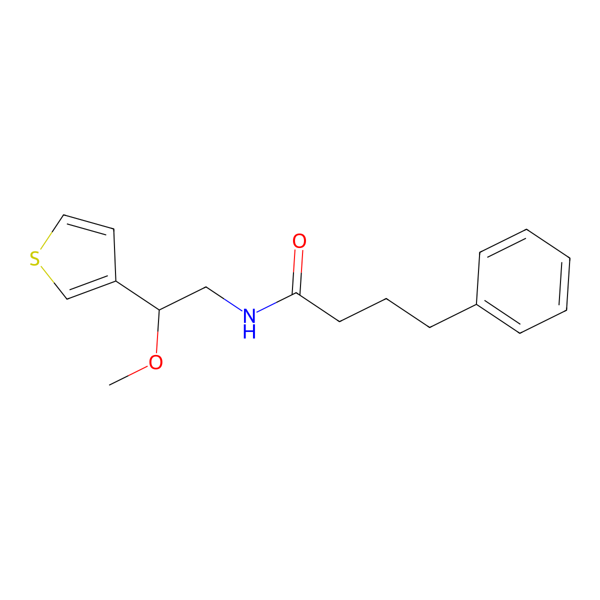 N-(2-methoxy-2-(thiophen-3-yl)ethyl)-4-phenylbutanamide molecular structure, CAS 1706324-07-3