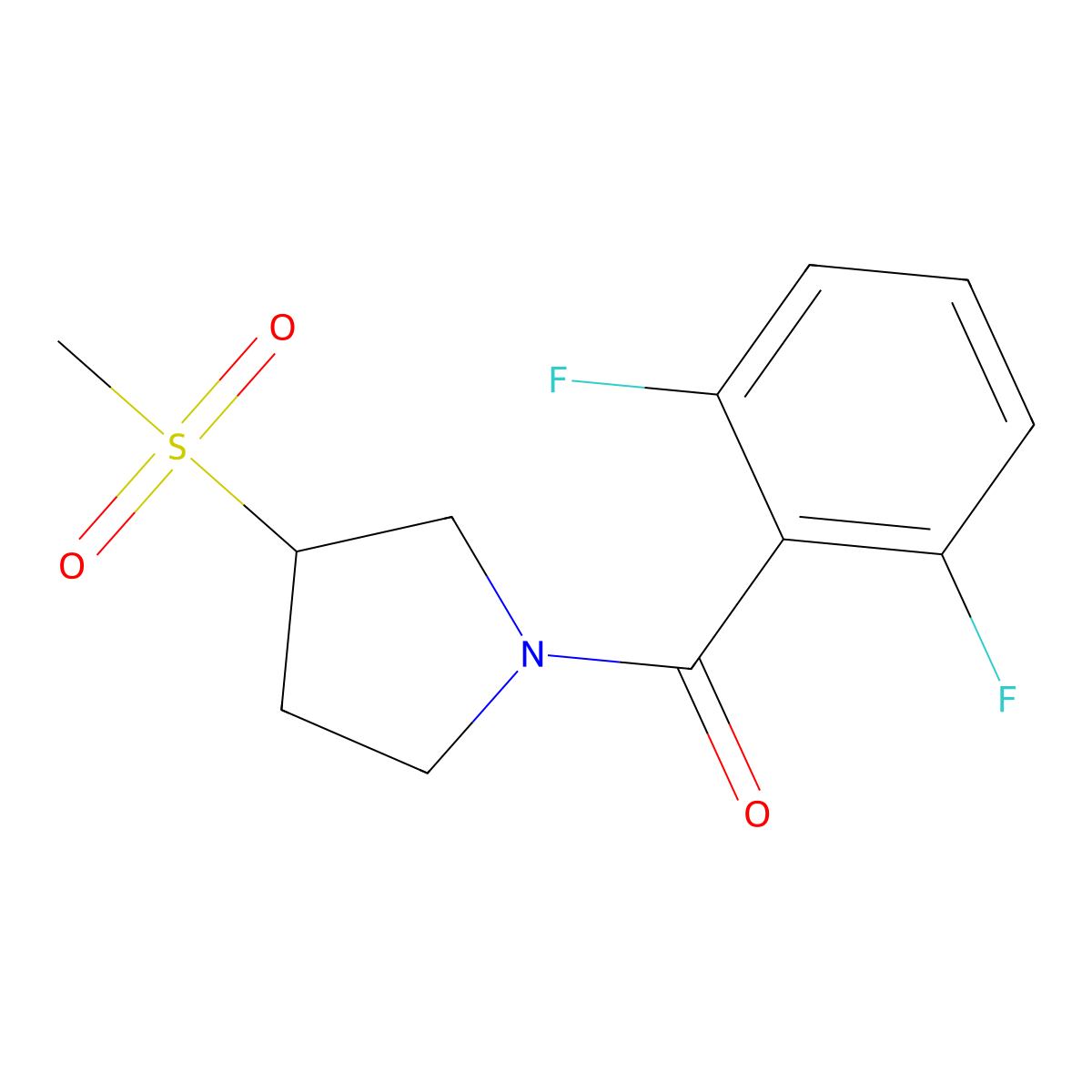 (2,6-Difluorophenyl)(3-(methylsulfonyl)pyrrolidin-1-yl)methanone molecular structure, CAS 1706324-46-0