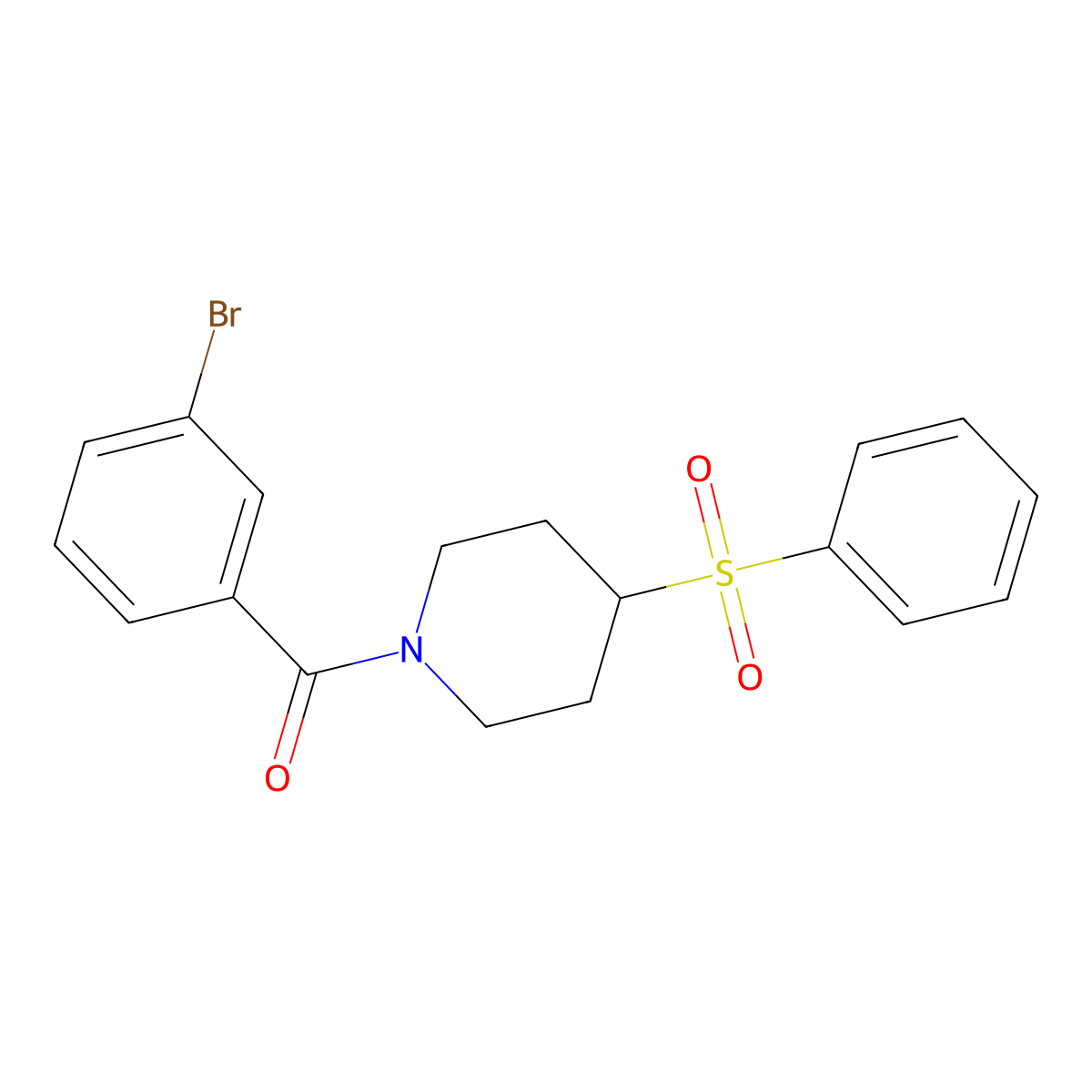 (3-Bromophenyl)(4-(phenylsulfonyl)piperidin-1-yl)methanone molecular structure, CAS 1706326-32-0