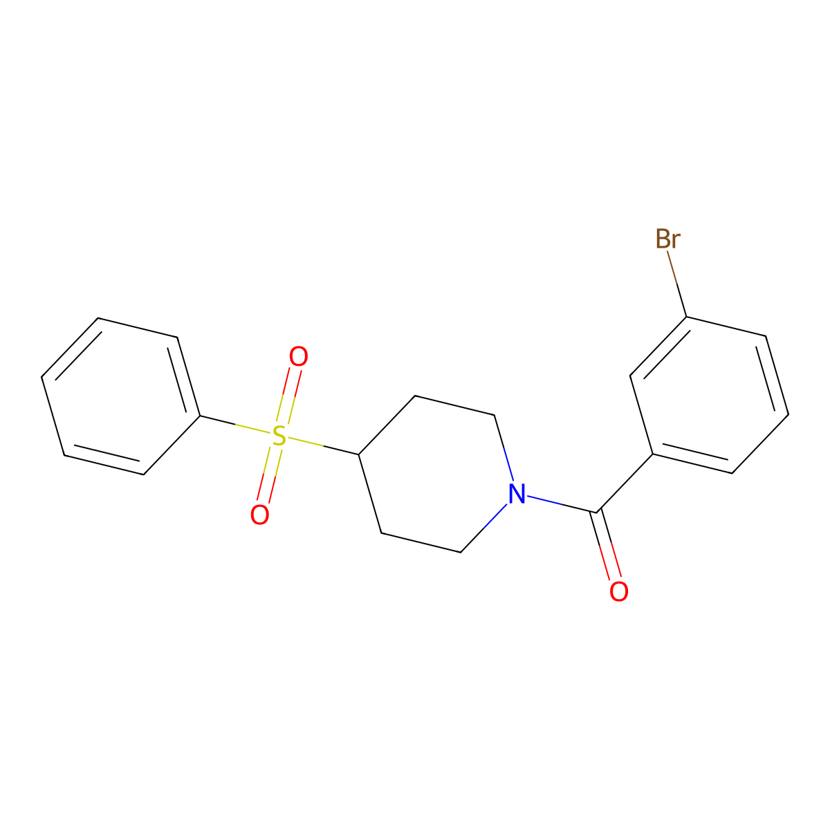 (3-Bromophenyl)(4-(phenylsulfonyl)piperidin-1-yl)methanone molecular structure, CAS 1706326-32-0