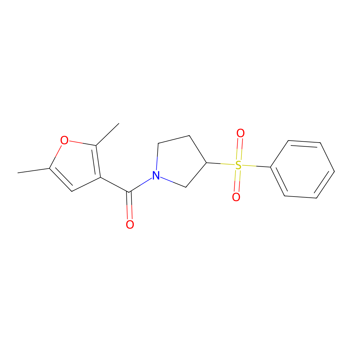 (2,5-Dimethylfuran-3-yl)(3-(phenylsulfonyl)pyrrolidin-1-yl)methanone molecular structure, CAS 1706326-38-6