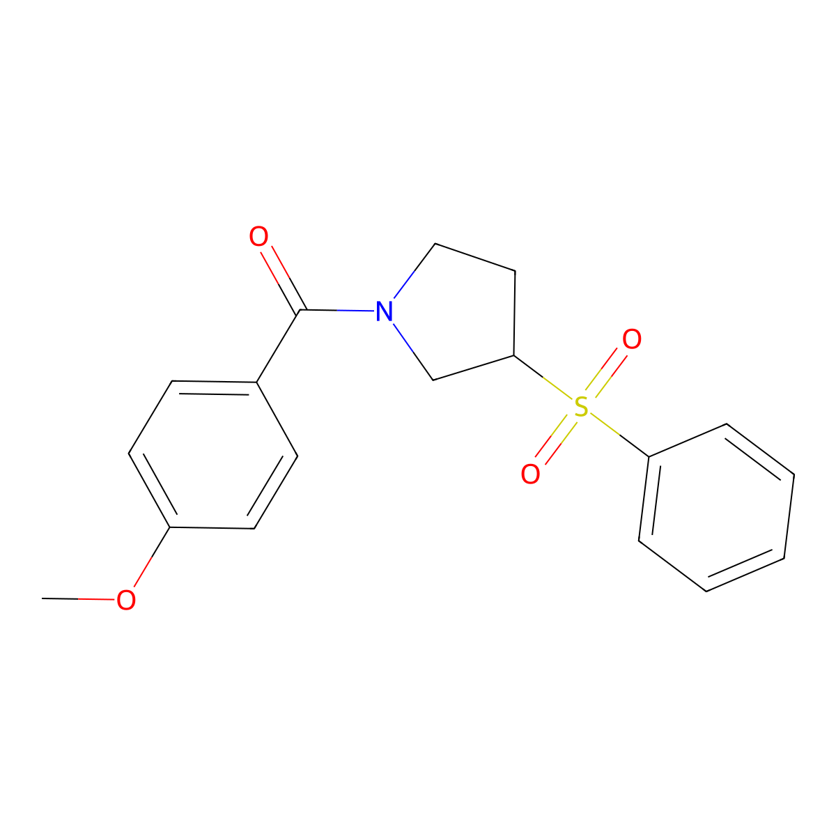 (4-Methoxyphenyl)(3-(phenylsulfonyl)pyrrolidin-1-yl)methanone molecular structure, CAS 1706326-42-2