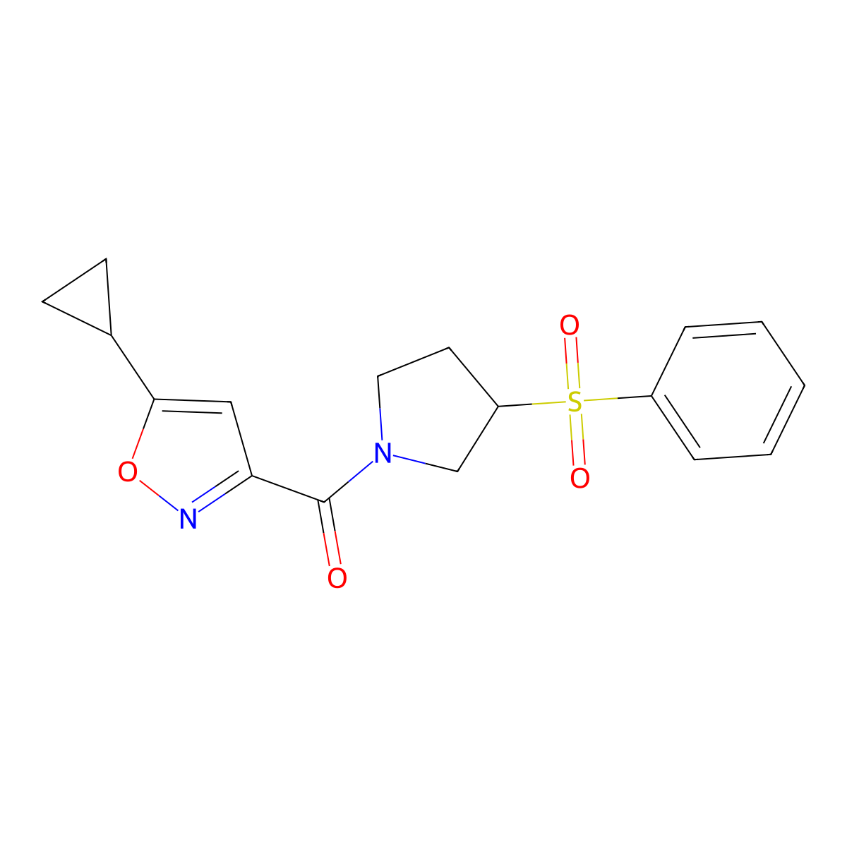(5-Cyclopropylisoxazol-3-yl)(3-(phenylsulfonyl)pyrrolidin-1-yl)methanone molecular structure, CAS 1706326-82-0