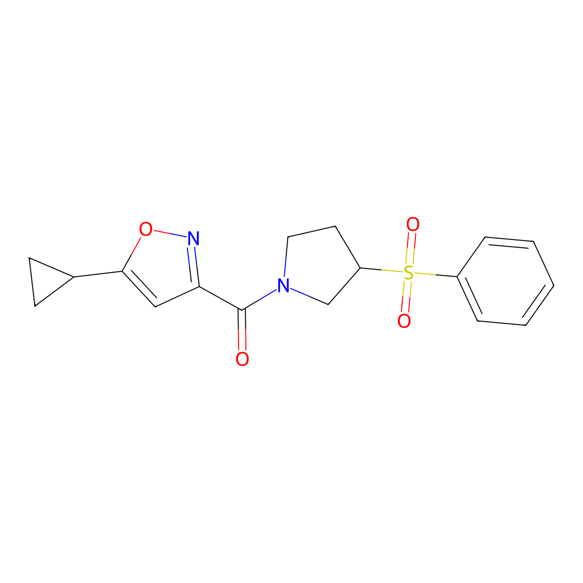 (5-Cyclopropylisoxazol-3-yl)(3-(phenylsulfonyl)pyrrolidin-1-yl)methanone molecular structure, CAS 1706326-82-0