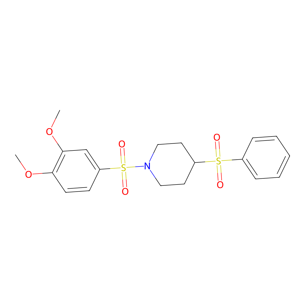1-((3,4-Dimethoxyphenyl)sulfonyl)-4-(phenylsulfonyl)piperidine molecular structure, CAS 1706327-33-4