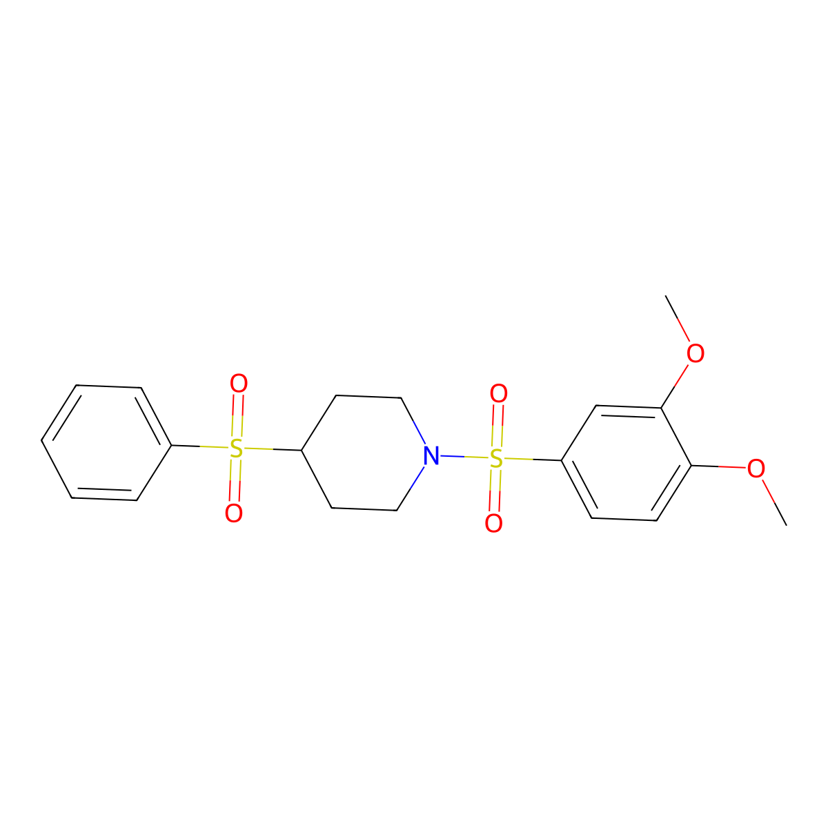 1-((3,4-Dimethoxyphenyl)sulfonyl)-4-(phenylsulfonyl)piperidine molecular structure, CAS 1706327-33-4