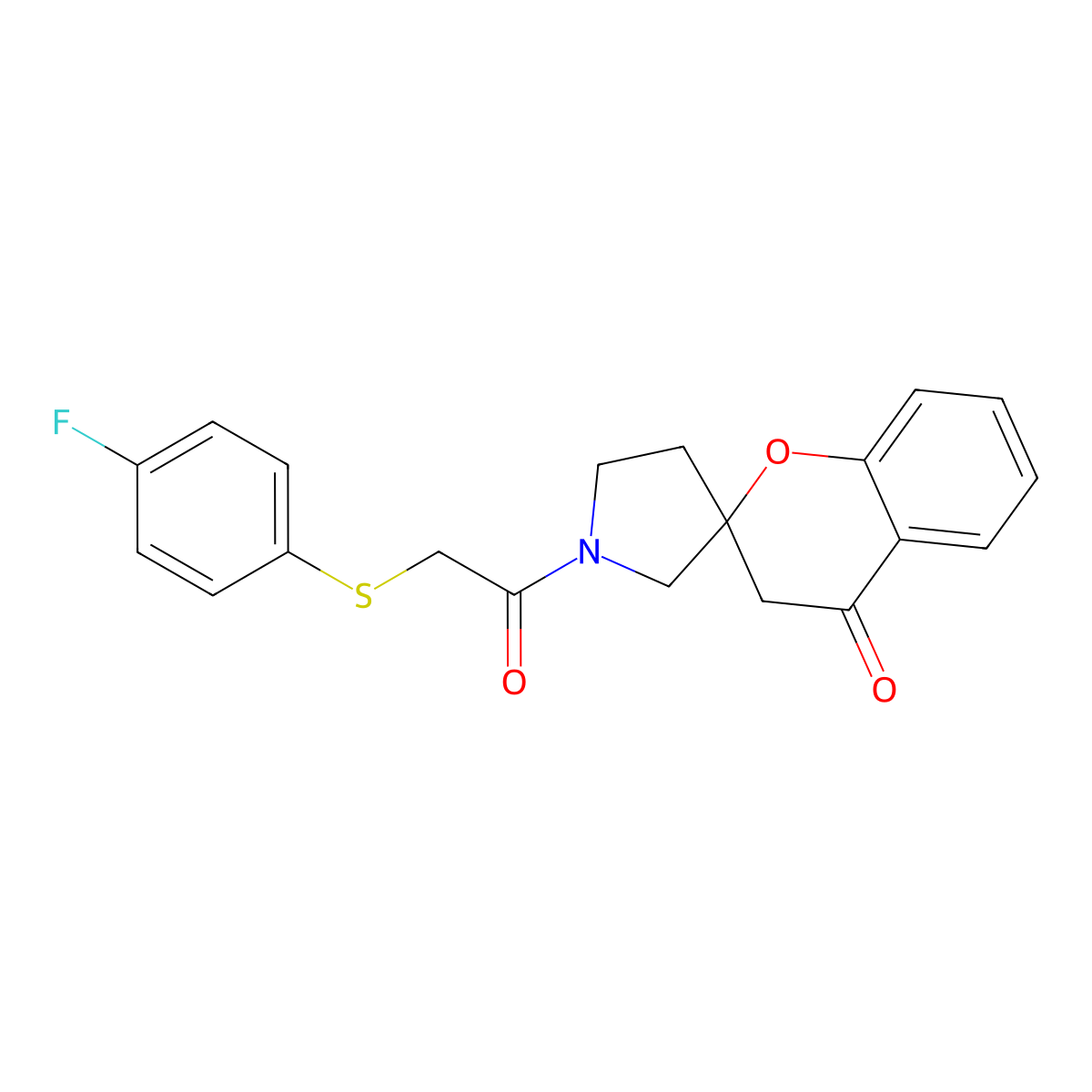 1'-(2-((4-Fluorophenyl)thio)acetyl)spiro[chroman-2,3'-pyrrolidin]-4-one molecular structure, CAS 1706331-05-6