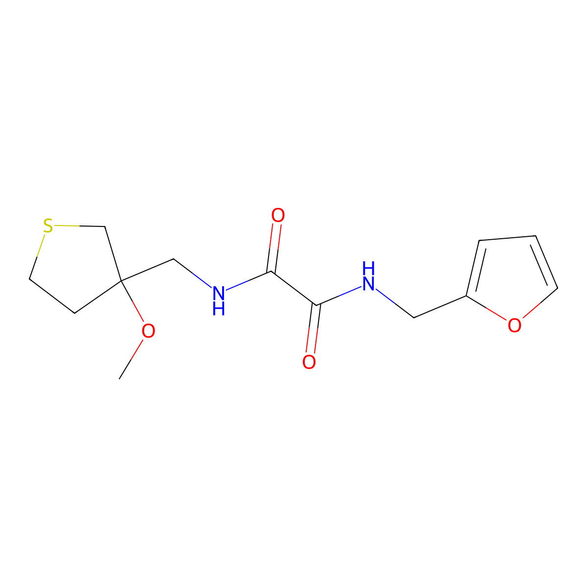 N1-(furan-2-ylmethyl)-N2-((3-methoxytetrahydrothiophen-3-yl)methyl)oxalamide molecular structure, CAS 1706333-87-0