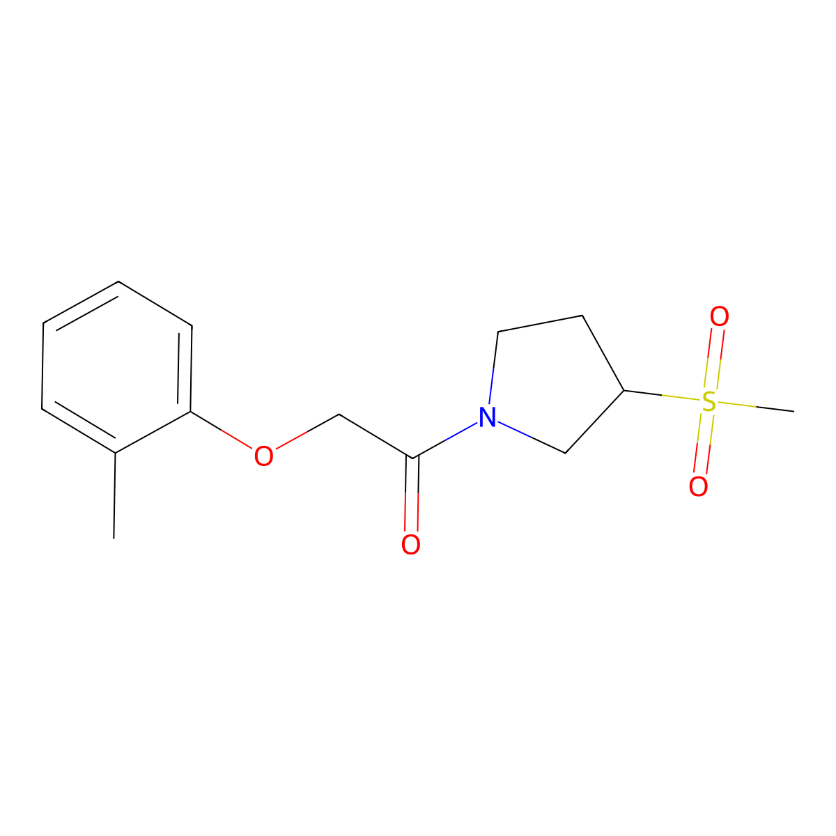 1-(3-(Methylsulfonyl)pyrrolidin-1-yl)-2-(o-tolyloxy)ethanone molecular structure, CAS 1706334-86-2