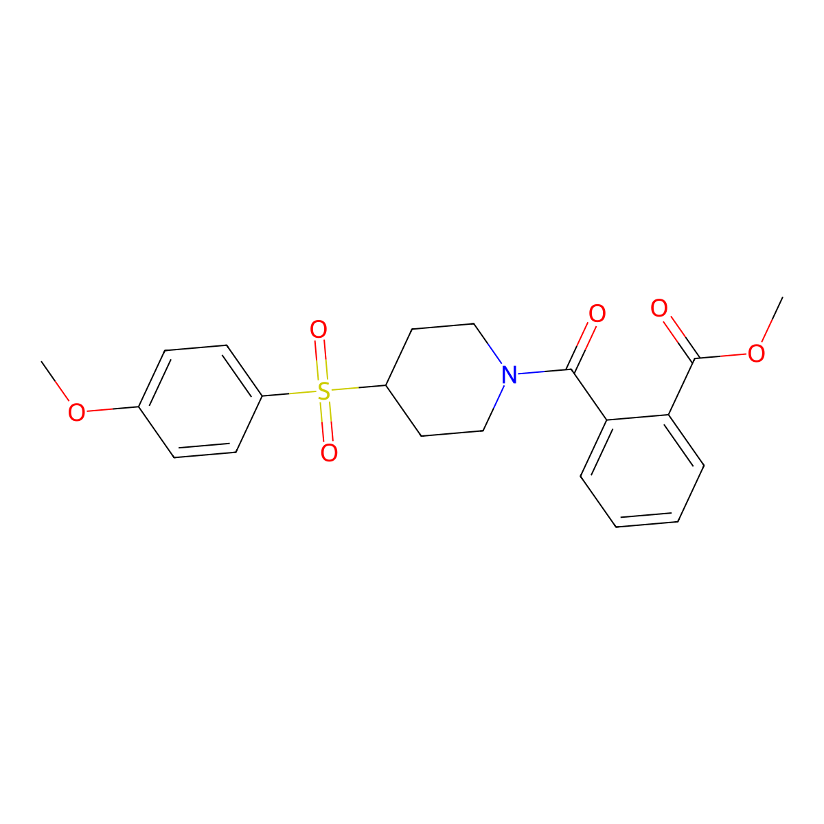 Methyl 2-[4-(4-methoxybenzenesulfonyl)piperidine-1-carbonyl]benzoate molecular structure, CAS 1706335-53-6