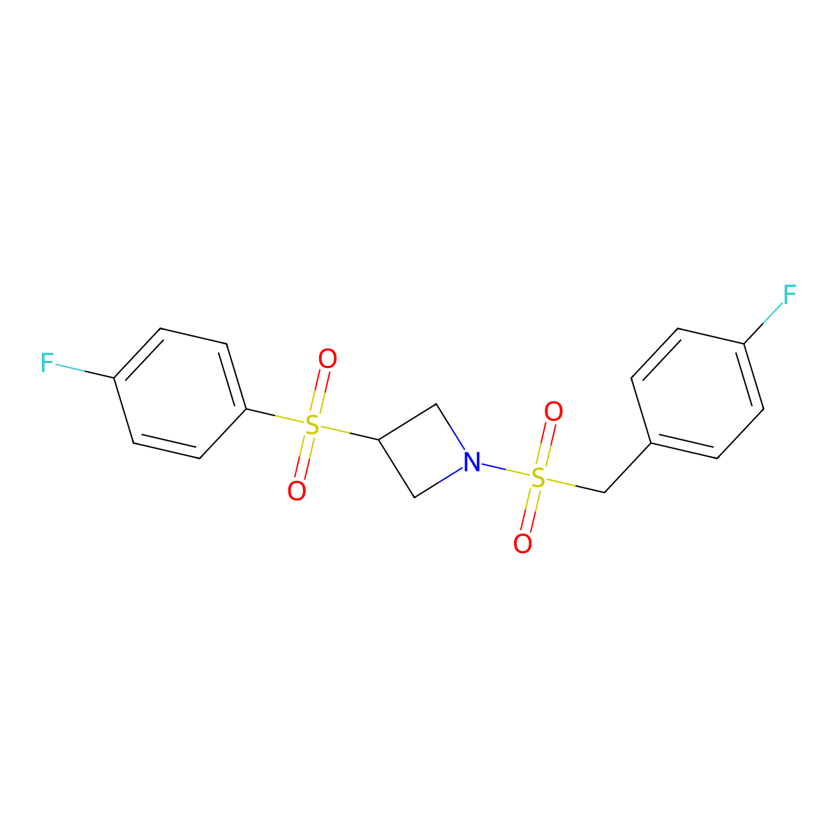 1-((4-Fluorobenzyl)sulfonyl)-3-((4-fluorophenyl)sulfonyl)azetidine molecular structure, CAS 1706336-33-5