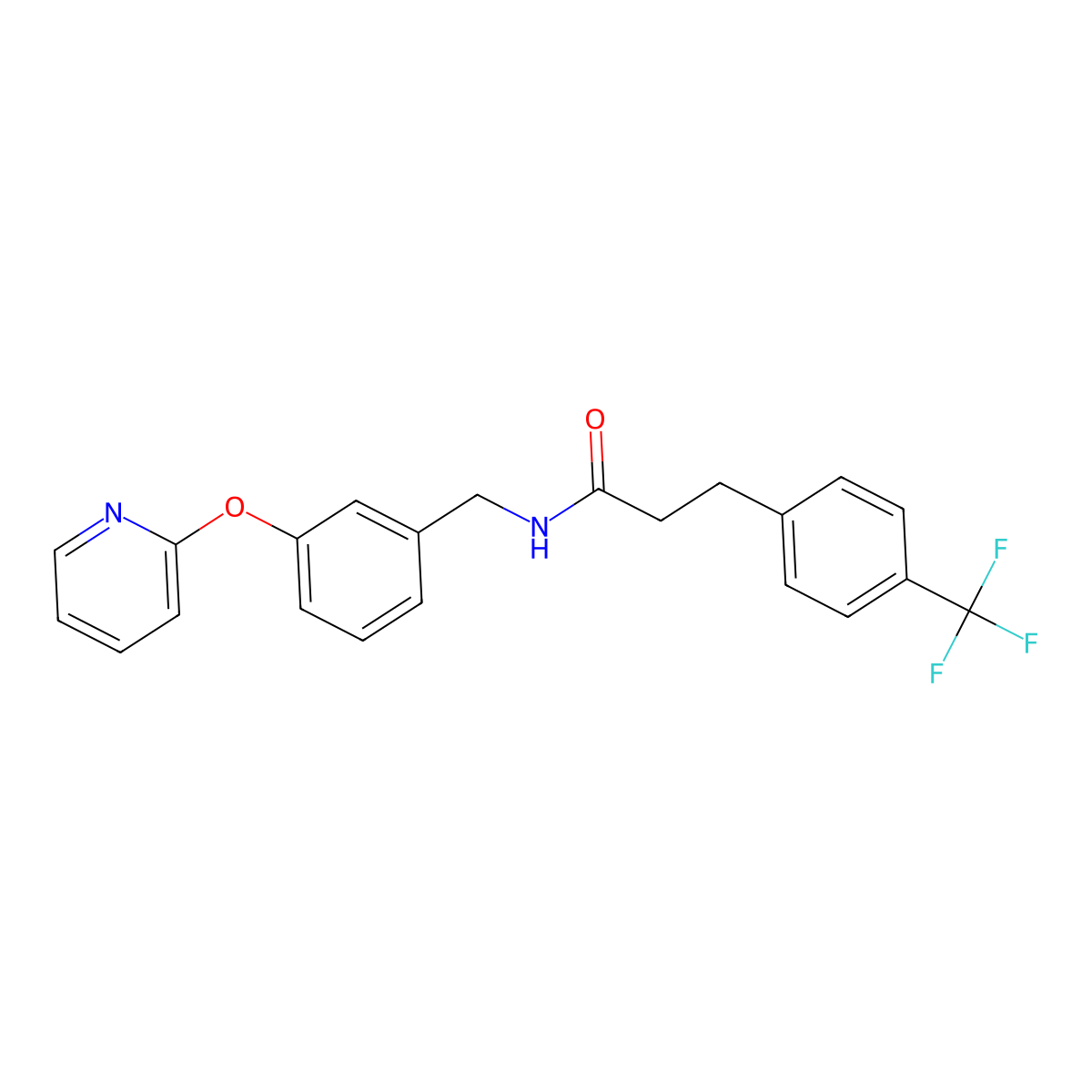 N-(3-(pyridin-2-yloxy)benzyl)-3-(4-(trifluoromethyl)phenyl)propanamide molecular structure, CAS 1706338-30-8