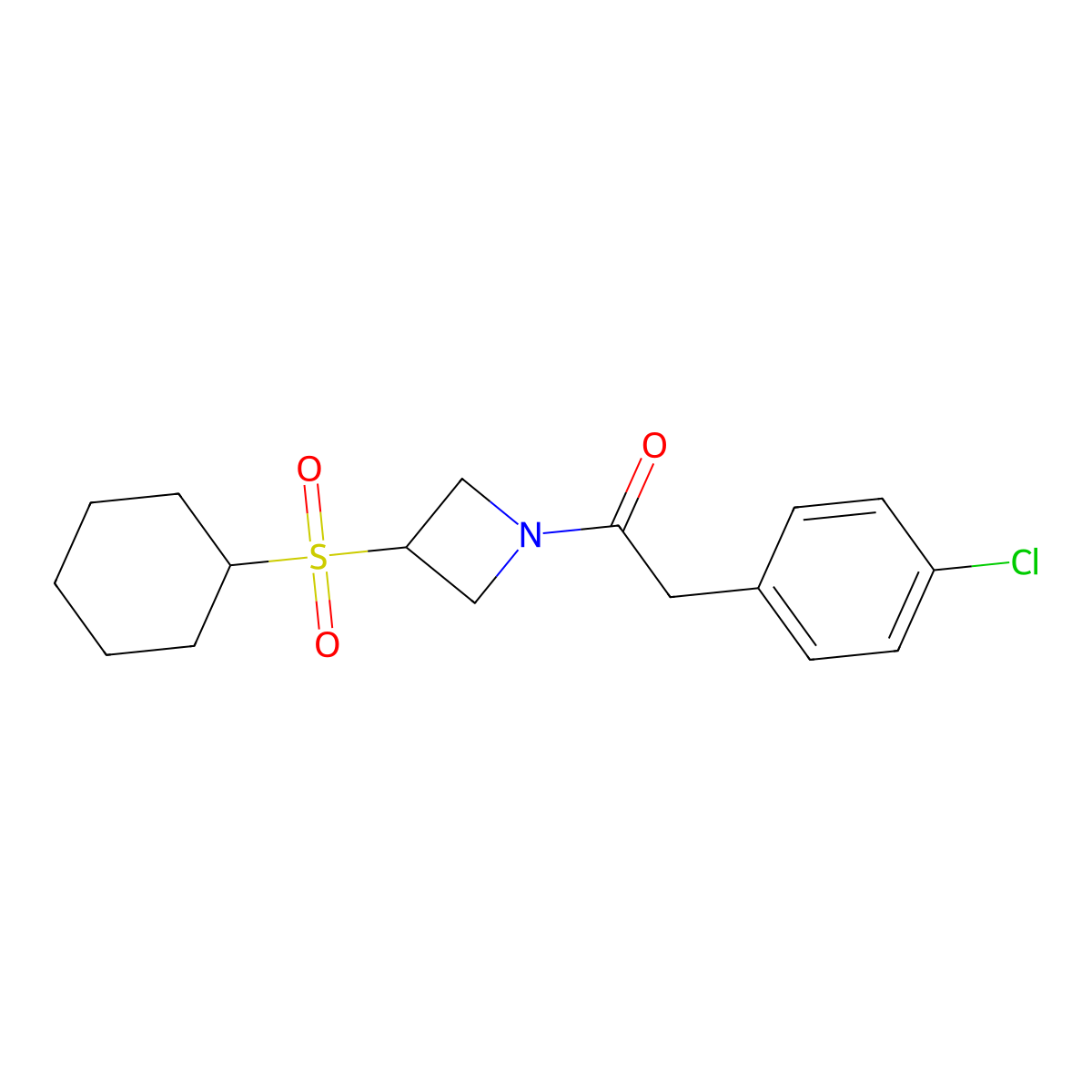 2-(4-Chlorophenyl)-1-(3-(cyclohexylsulfonyl)azetidin-1-yl)ethanone molecular structure, CAS 1706339-05-0