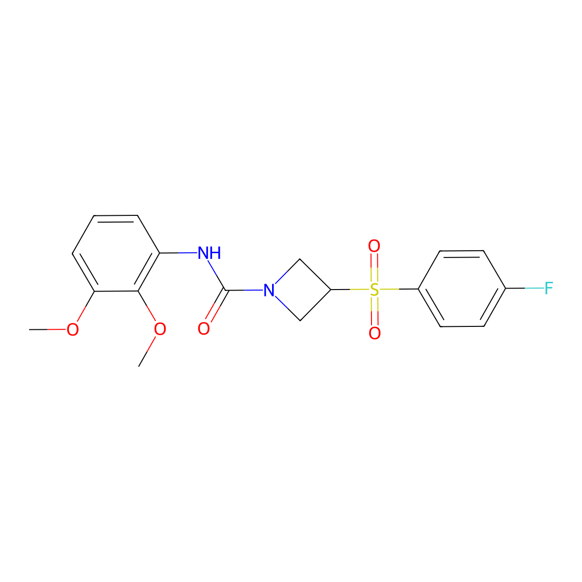 N-(2,3-dimethoxyphenyl)-3-(4-fluorobenzenesulfonyl)azetidine-1-carboxamide molecular structure, CAS 1706339-82-3