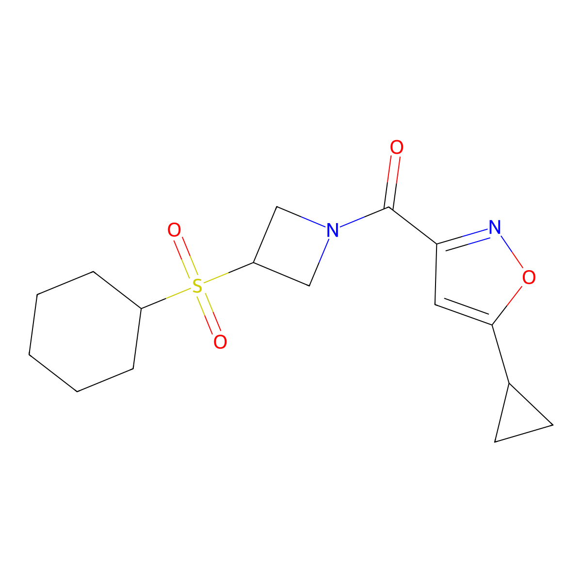 (3-(Cyclohexylsulfonyl)azetidin-1-yl)(5-cyclopropylisoxazol-3-yl)methanone molecular structure, CAS 1706342-65-5