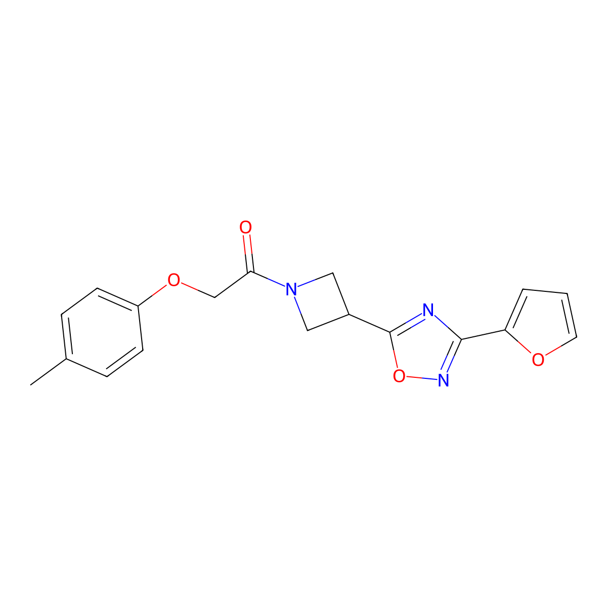 1-(3-(3-(Furan-2-yl)-1,2,4-oxadiazol-5-yl)azetidin-1-yl)-2-(p-tolyloxy)ethanone molecular structure, CAS 1706357-80-3