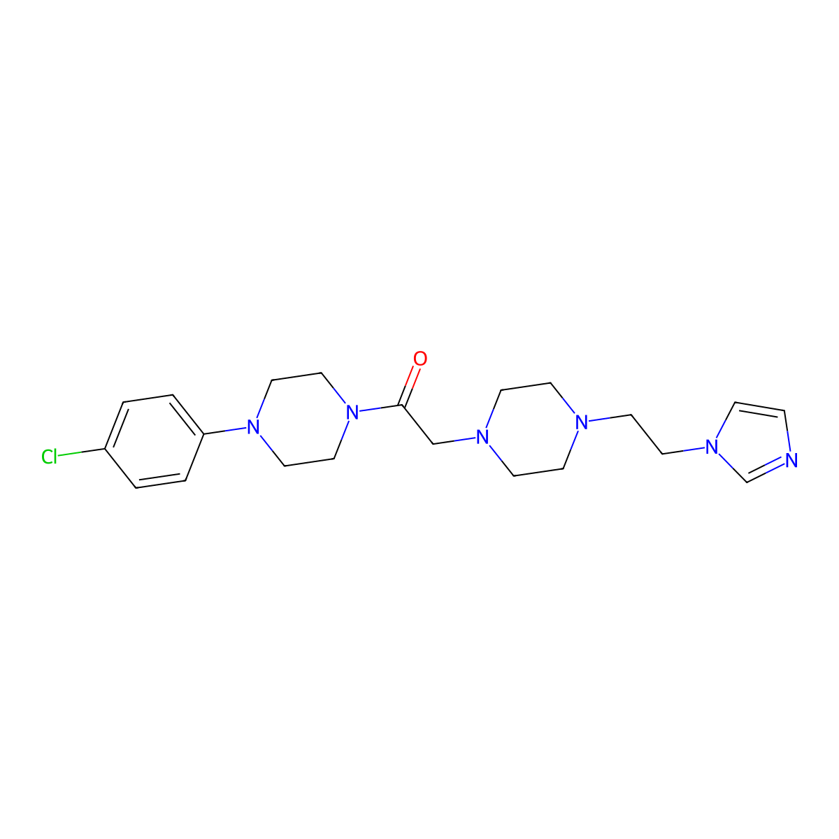 2-(4-(2-(1H-imidazol-1-yl)ethyl)piperazin-1-yl)-1-(4-(4-chlorophenyl)piperazin-1-yl)ethanone molecular structure, CAS 1706361-98-9