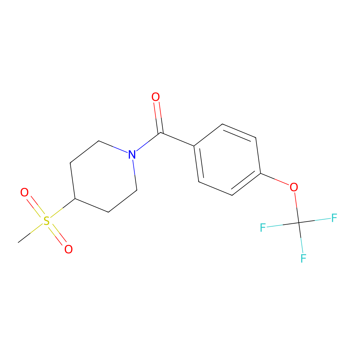 (4-(Methylsulfonyl)piperidin-1-yl)(4-(trifluoromethoxy)phenyl)methanone molecular structure, CAS 1706372-82-8