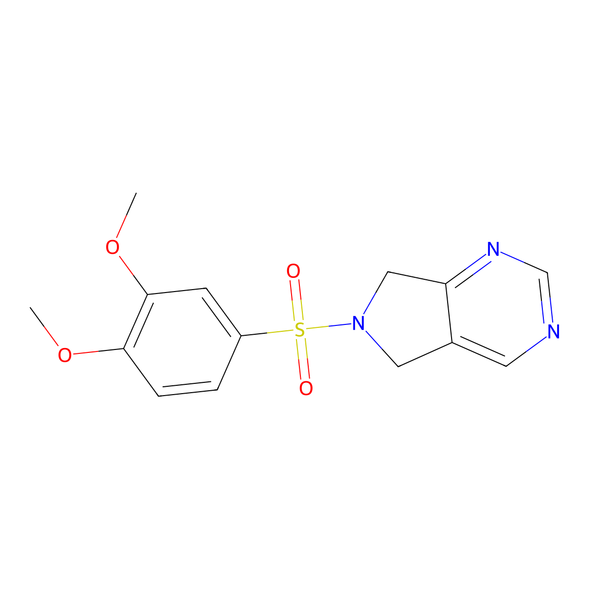 6-(3,4-dimethoxybenzenesulfonyl)-5H,6H,7H-pyrrolo[3,4-d]pyrimidine molecular structure, CAS 1706374-00-6