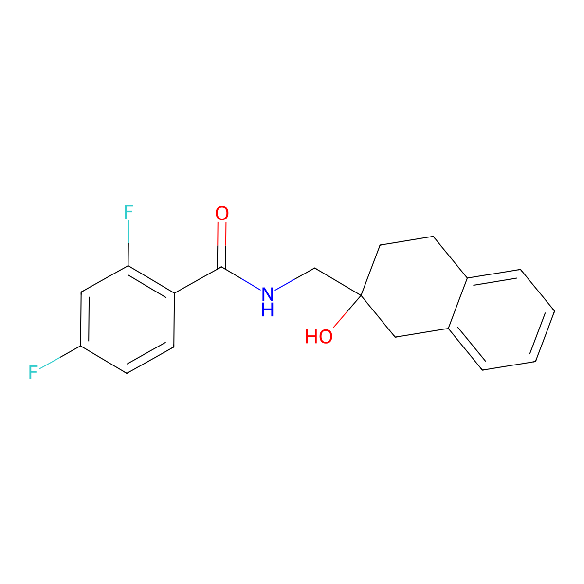 2,4-difluoro-N-[(2-hydroxy-1,2,3,4-tetrahydronaphthalen-2-yl)methyl]benzamide molecular structure, CAS 1706375-98-5