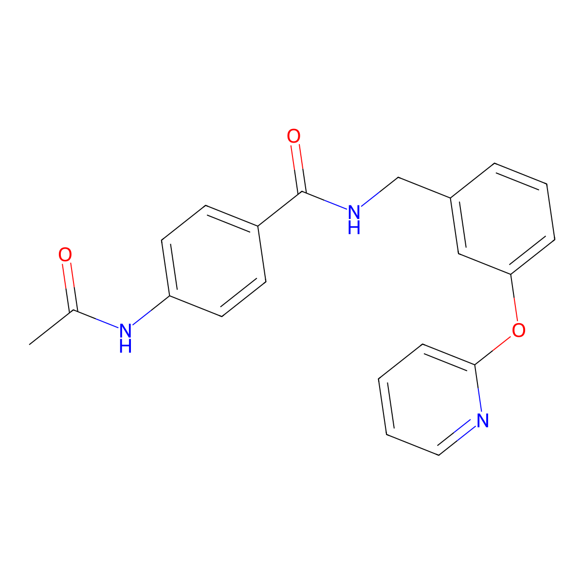4-acetamido-N-(3-(pyridin-2-yloxy)benzyl)benzamide molecular structure, CAS 1706376-37-5