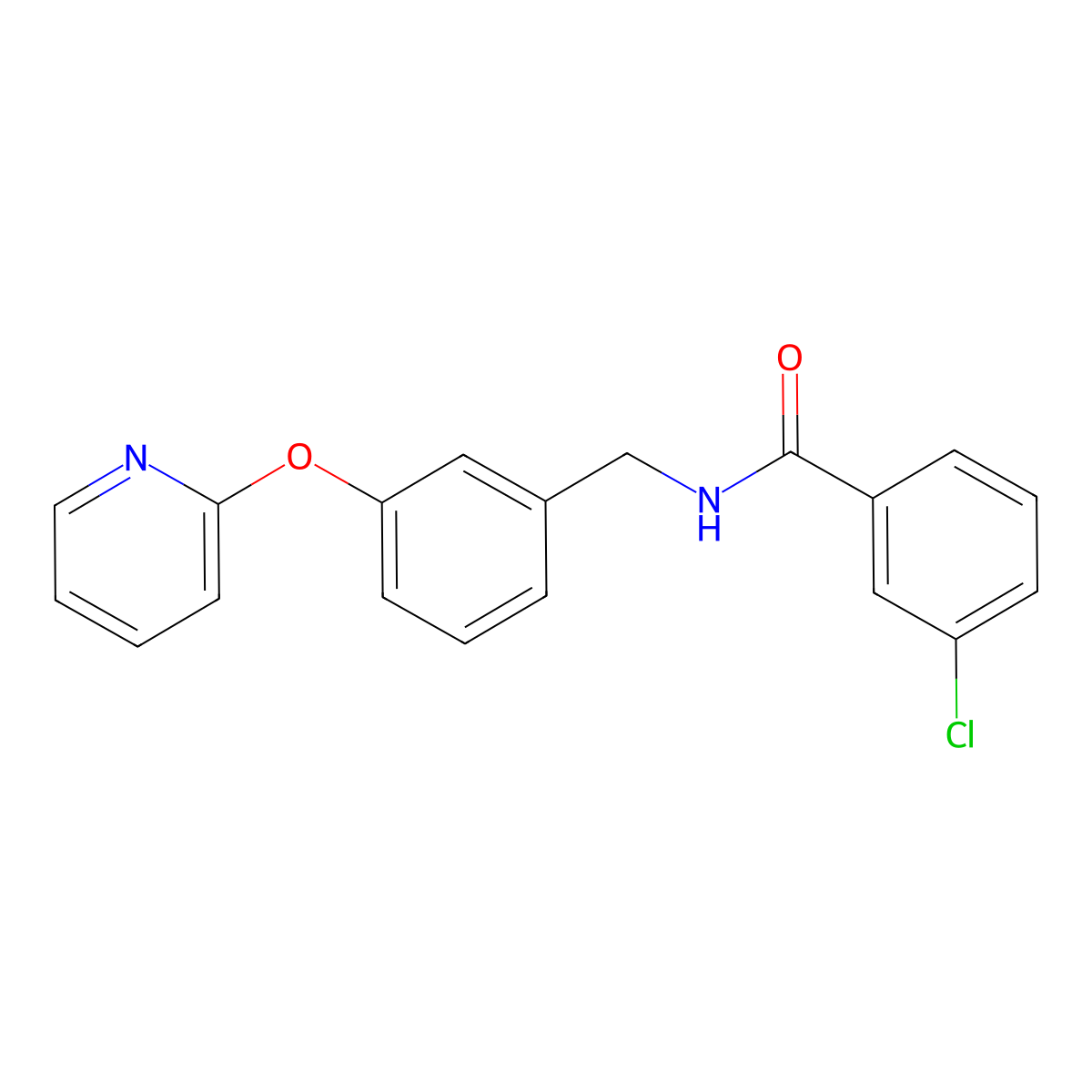 3-chloro-N-(3-(pyridin-2-yloxy)benzyl)benzamide molecular structure, CAS 1706376-85-3