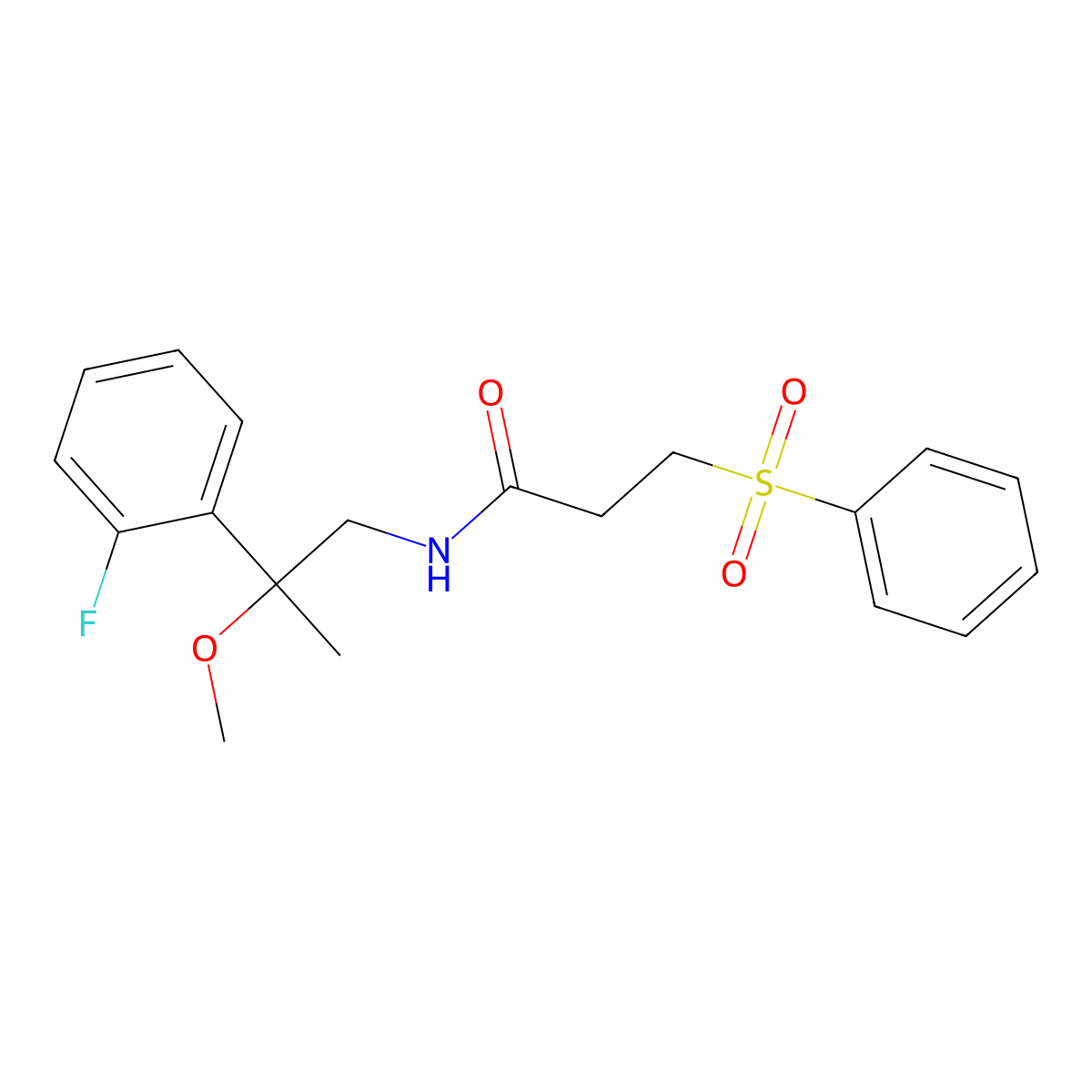 3-(benzenesulfonyl)-N-[2-(2-fluorophenyl)-2-methoxypropyl]propanamide molecular structure, CAS 1706376-92-2