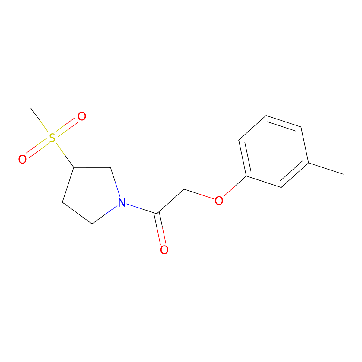 1-(3-(Methylsulfonyl)pyrrolidin-1-yl)-2-(m-tolyloxy)ethanone molecular structure, CAS 1706377-53-8