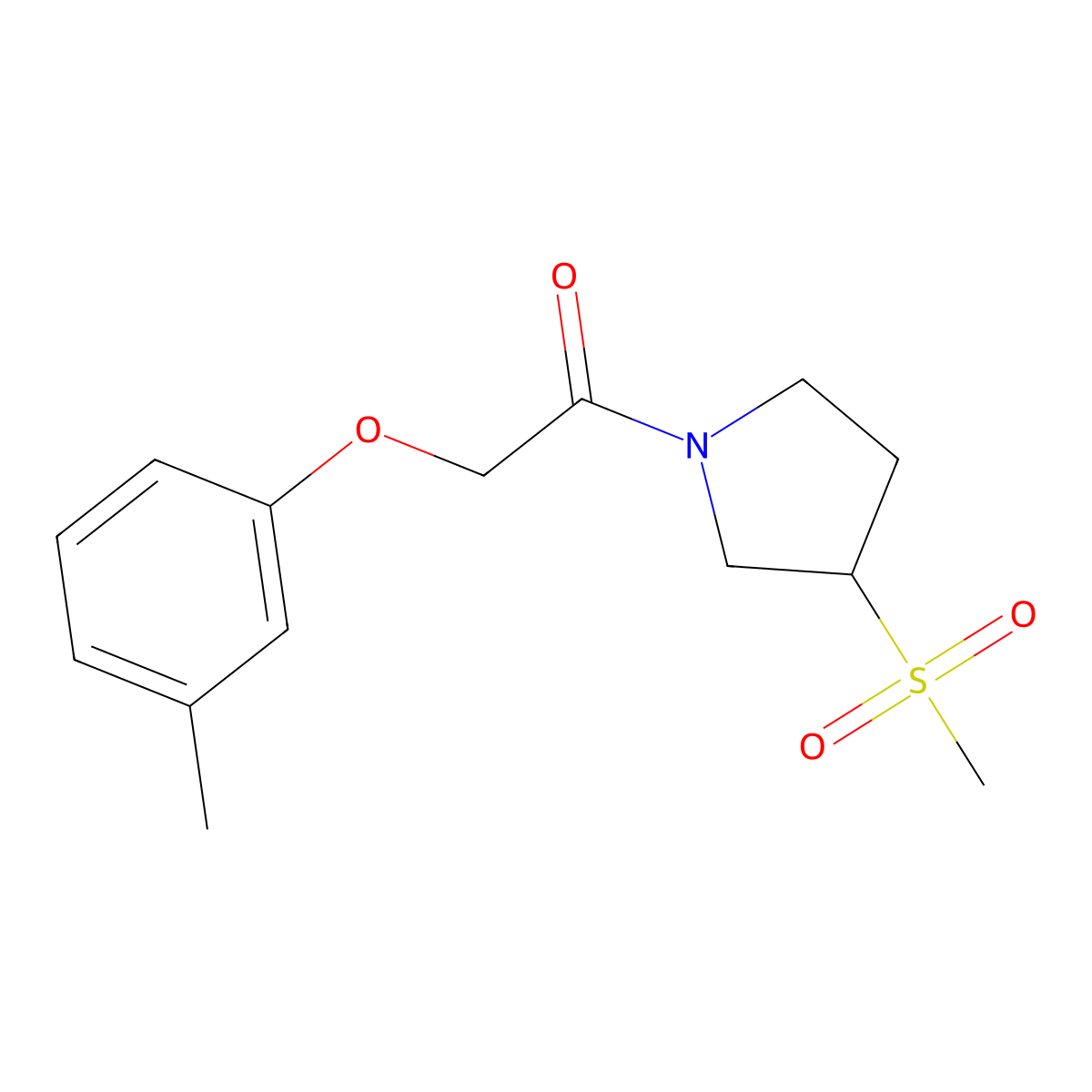 1-(3-(Methylsulfonyl)pyrrolidin-1-yl)-2-(m-tolyloxy)ethanone molecular structure, CAS 1706377-53-8