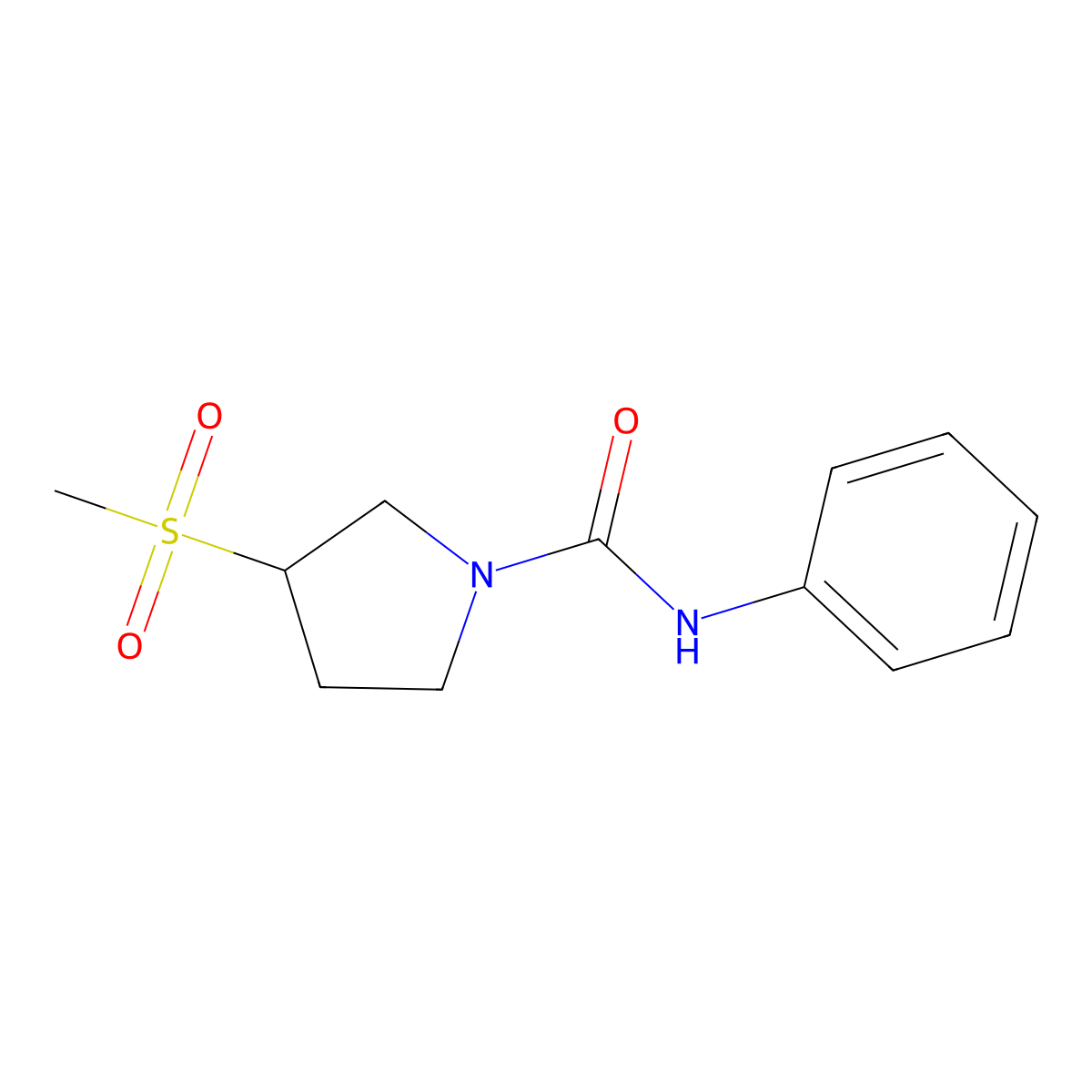 3-(methylsulfonyl)-N-phenylpyrrolidine-1-carboxamide molecular structure, CAS 1706378-13-3