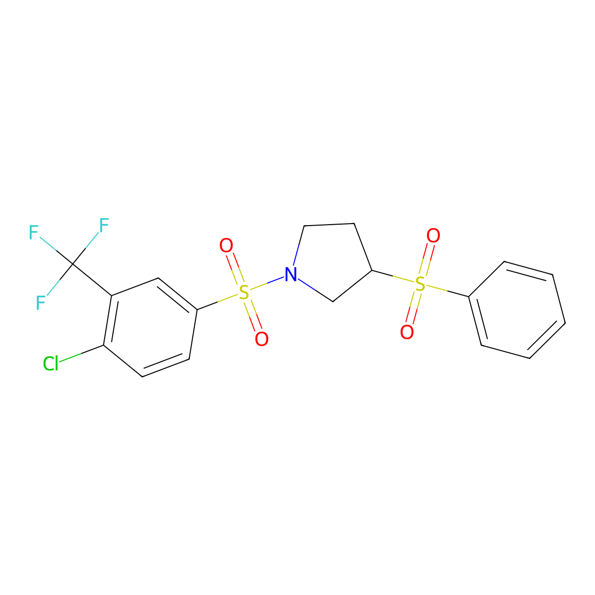 3-(Benzenesulfonyl)-1-[4-chloro-3-(trifluoromethyl)benzenesulfonyl]pyrrolidine molecular structure, CAS 1706380-14-4