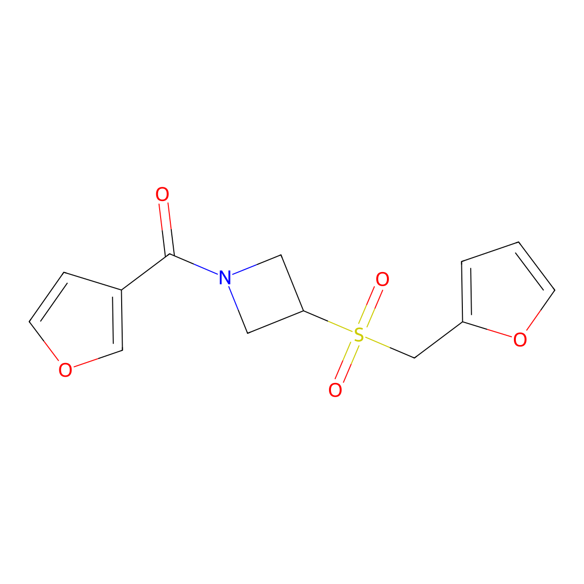 (3-((Furan-2-ylmethyl)sulfonyl)azetidin-1-yl)(furan-3-yl)methanone molecular structure, CAS 1706382-27-5
