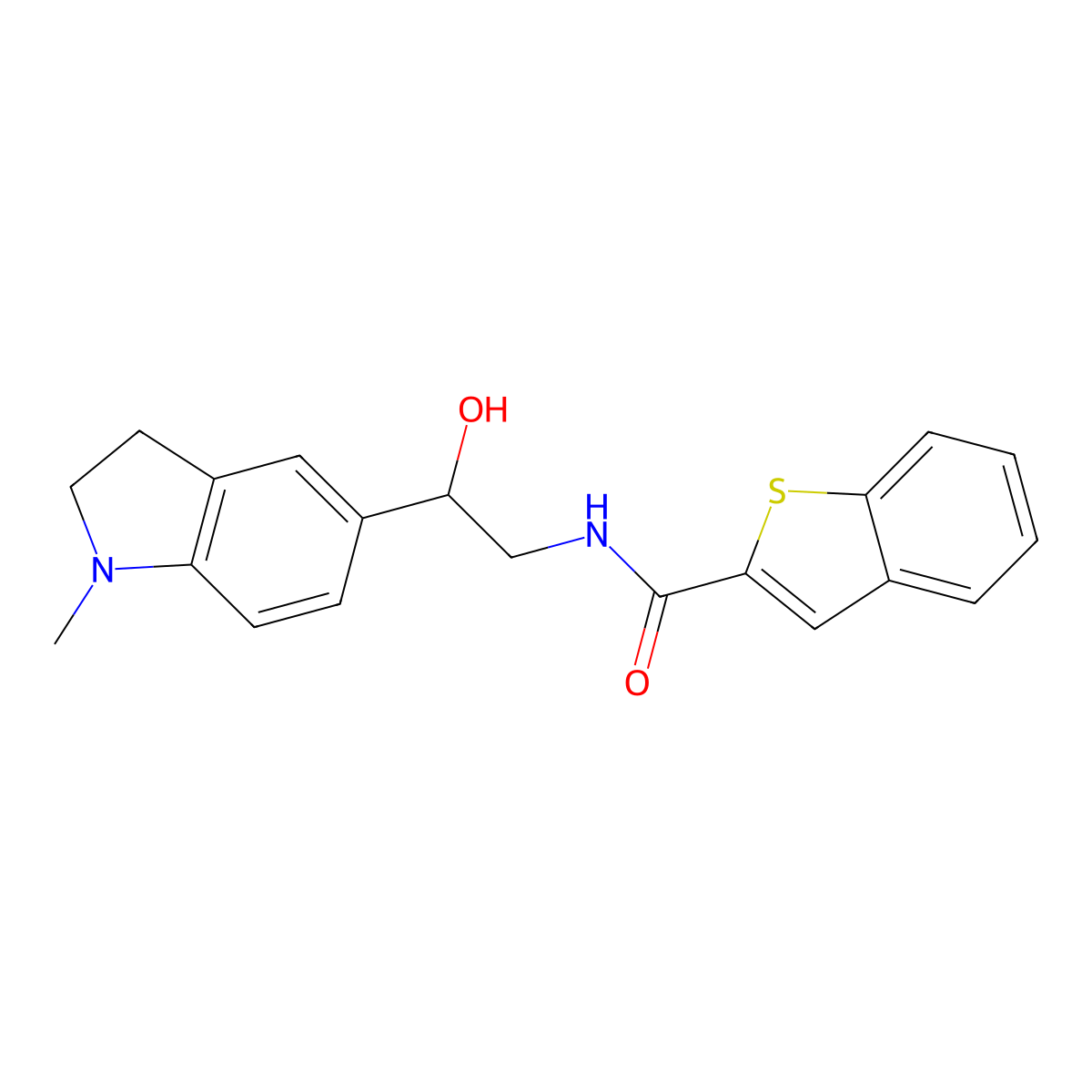 N-(2-hydroxy-2-(1-methylindolin-5-yl)ethyl)benzo[b]thiophene-2-carboxamide molecular structure, CAS 1706401-03-7