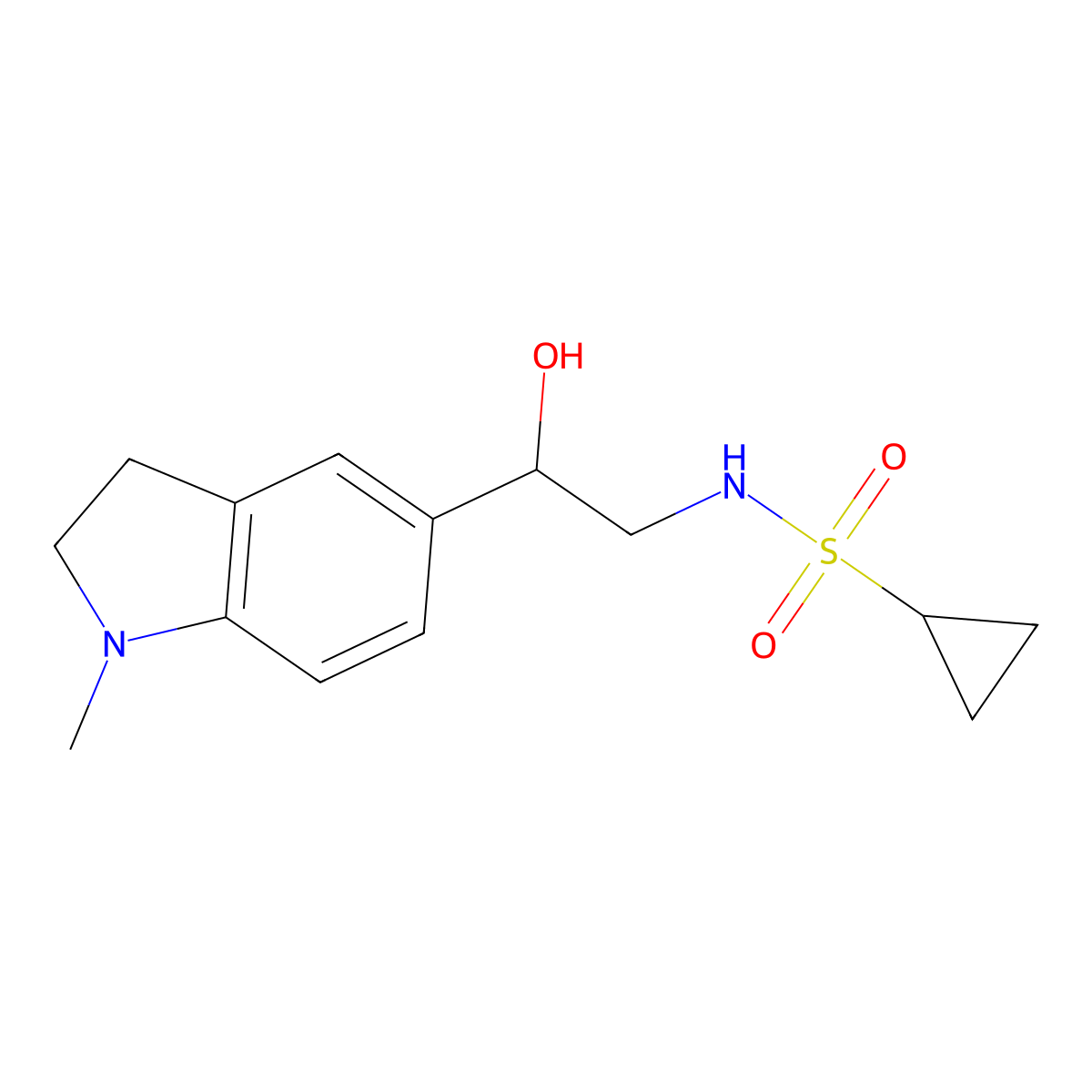 N-(2-hydroxy-2-(1-methylindolin-5-yl)ethyl)cyclopropanesulfonamide molecular structure, CAS 1706401-12-8