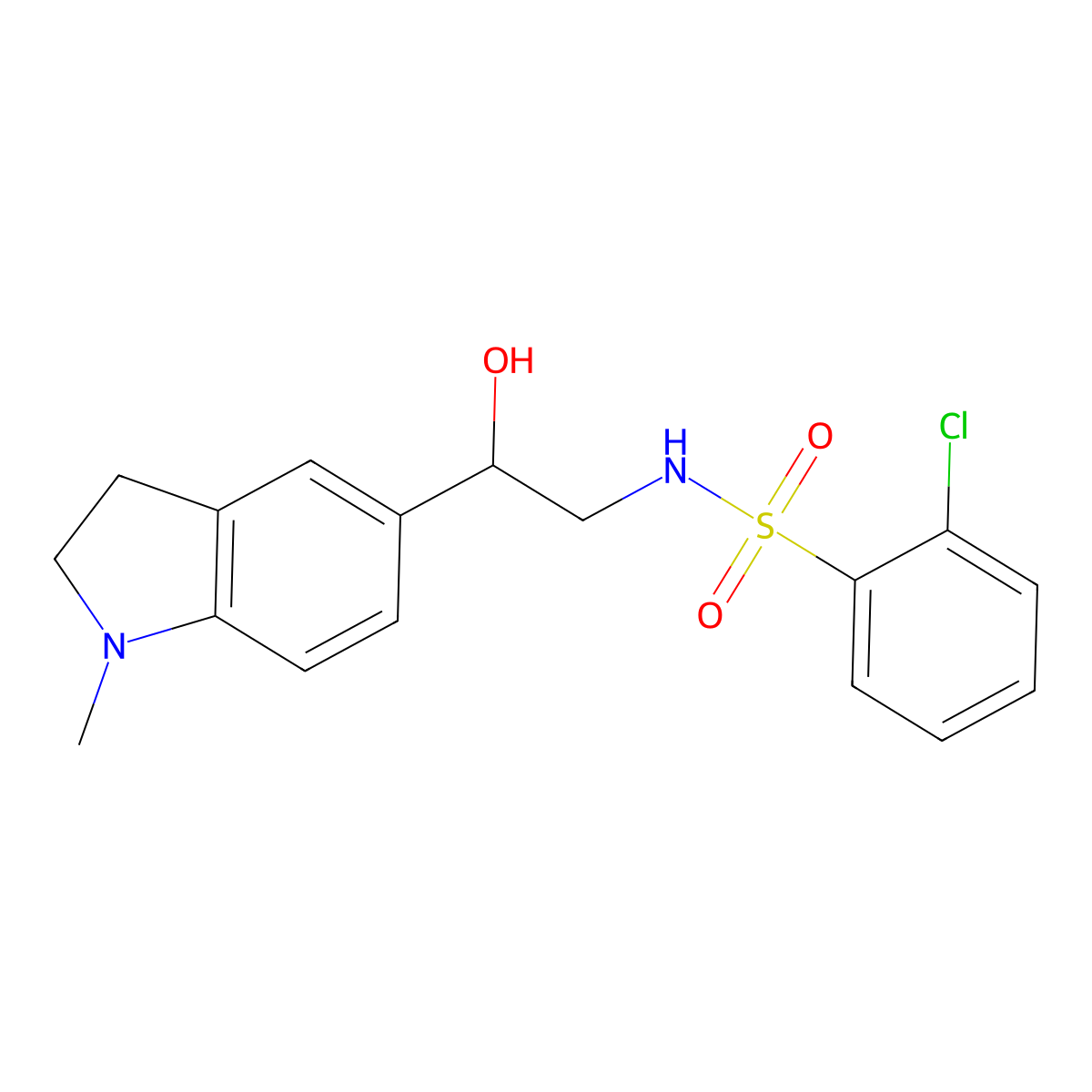 2-chloro-N-(2-hydroxy-2-(1-methylindolin-5-yl)ethyl)benzenesulfonamide molecular structure, CAS 1706401-37-7