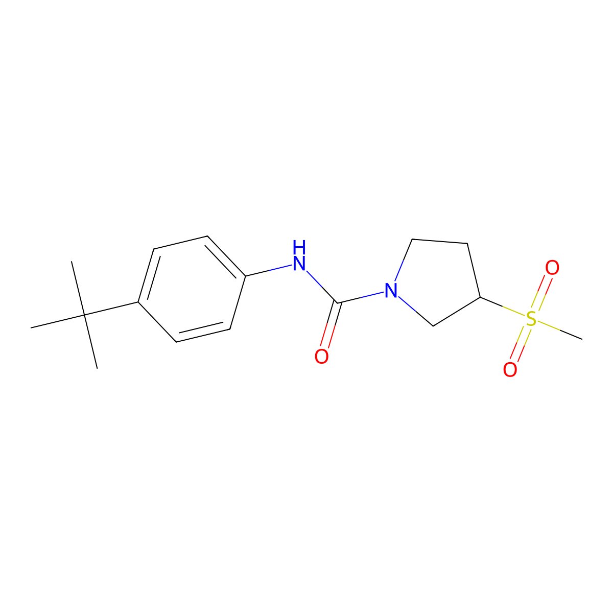 N-(4-tert-butylphenyl)-3-methanesulfonylpyrrolidine-1-carboxamide molecular structure, CAS 1706402-70-1