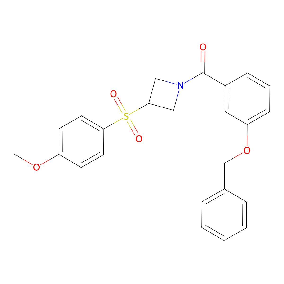 (3-(Benzyloxy)phenyl)(3-((4-methoxyphenyl)sulfonyl)azetidin-1-yl)methanone molecular structure, CAS 1706402-71-2