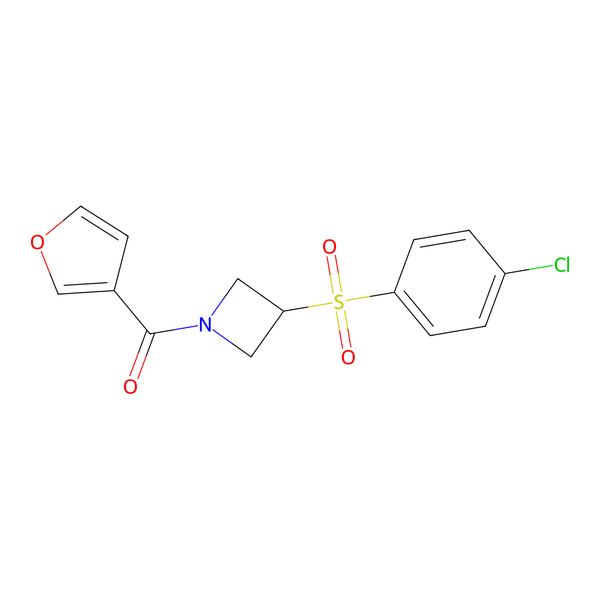 (3-((4-Chlorophenyl)sulfonyl)azetidin-1-yl)(furan-3-yl)methanone molecular structure, CAS 1706403-66-8
