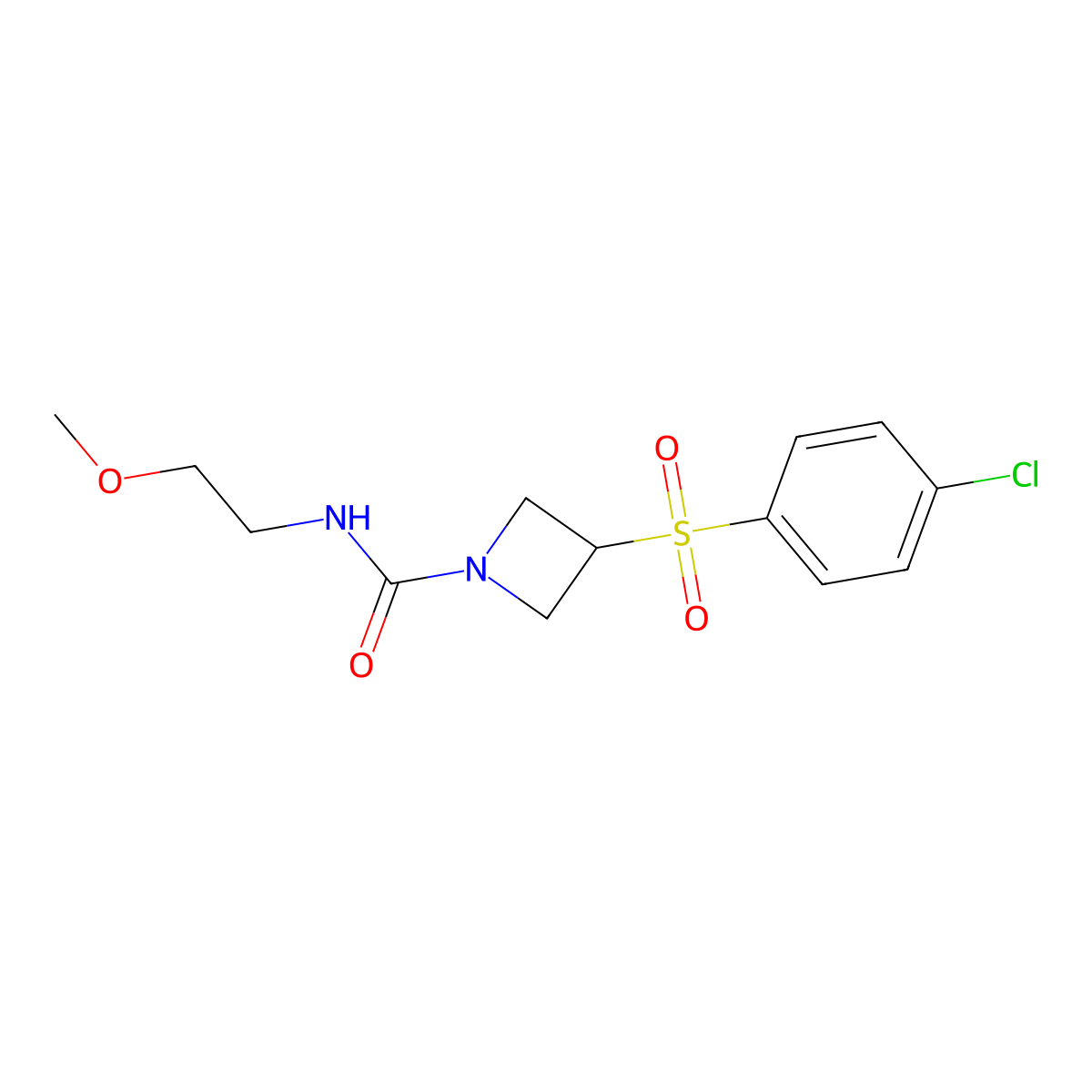 3-(4-chlorobenzenesulfonyl)-N-(2-methoxyethyl)azetidine-1-carboxamide molecular structure, CAS 1706403-72-6