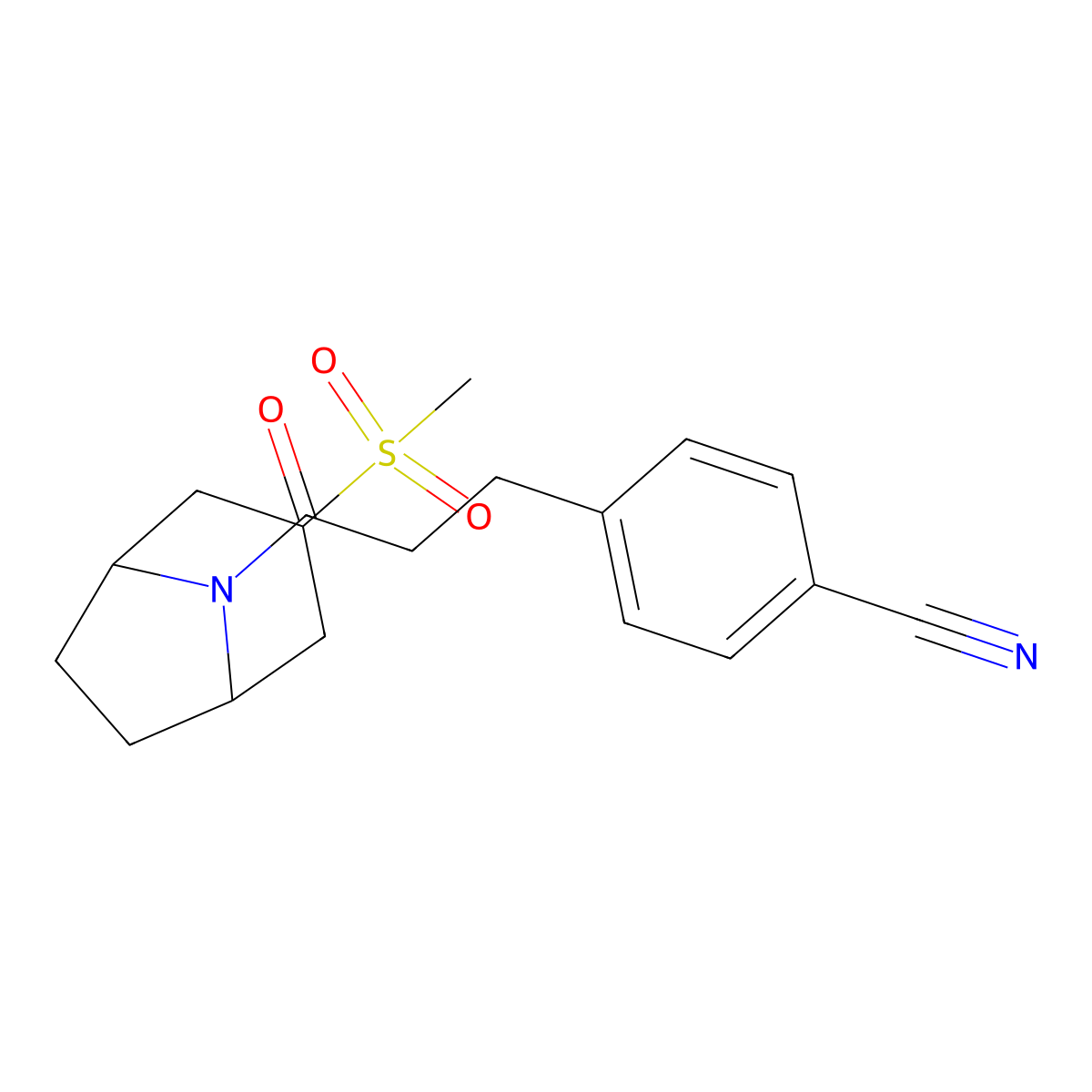 4-(3-((1R,5S)-3-(methylsulfonyl)-8-azabicyclo[3.2.1]octan-8-yl)-3-oxopropyl)benzonitrile molecular structure, CAS 1706403-76-0