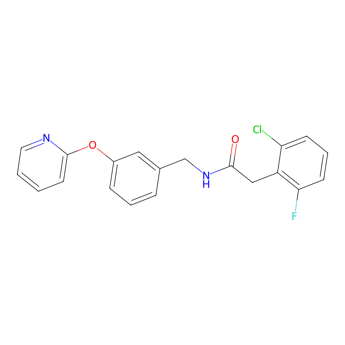 2-(2-chloro-6-fluorophenyl)-N-(3-(pyridin-2-yloxy)benzyl)acetamide molecular structure, CAS 1706404-33-2